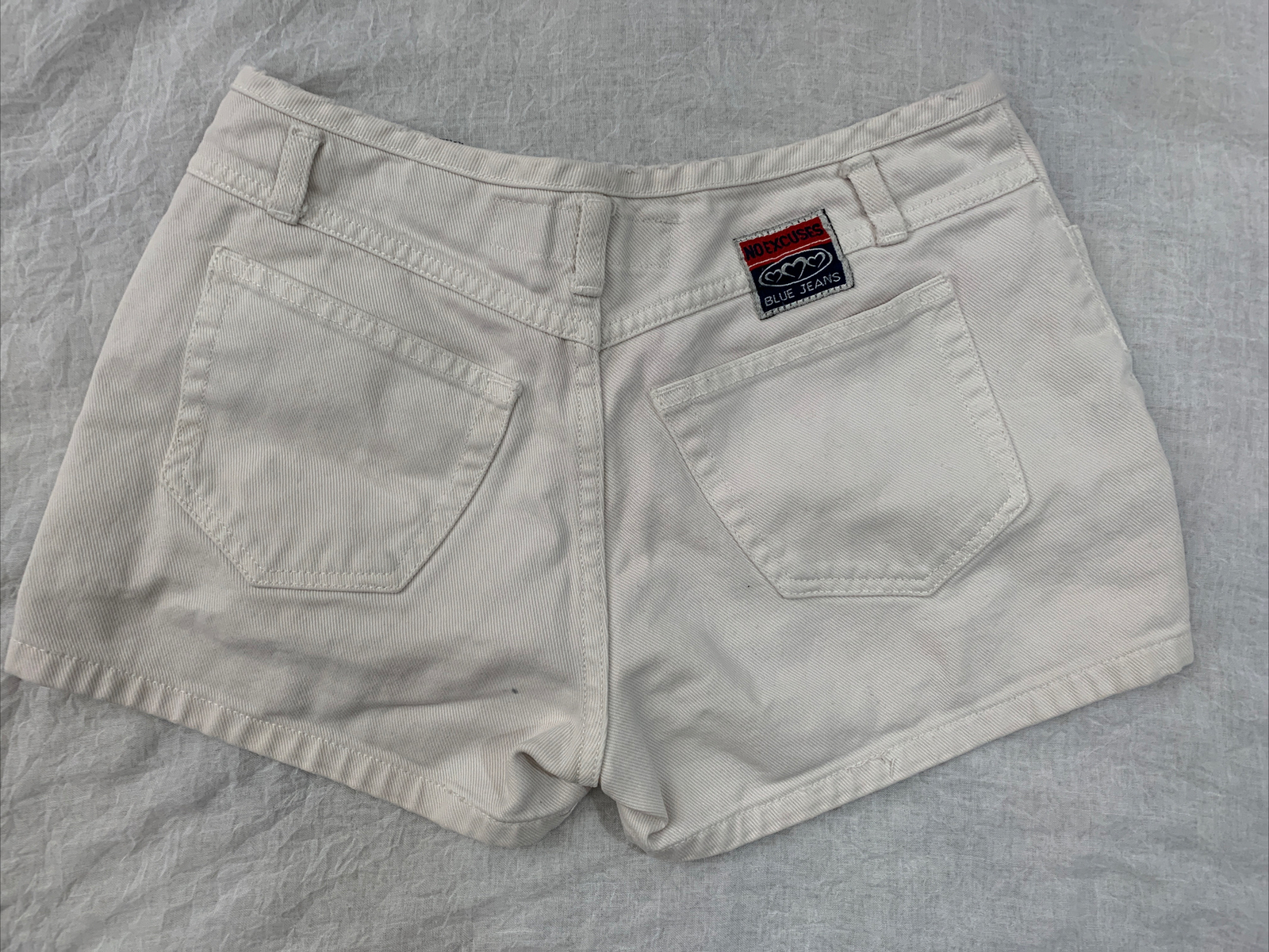 No Excuses Women’s Junior’s Size 5/6 White Denim Jean Shorts Button Fly Vintage