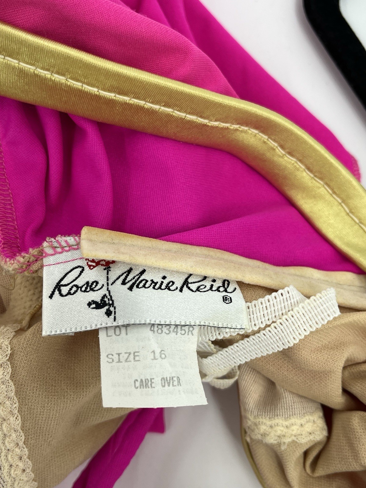 Vintage Rose Marie Reid Skirted Swimsuit Size 16 One Piece Hot Pink USA Made