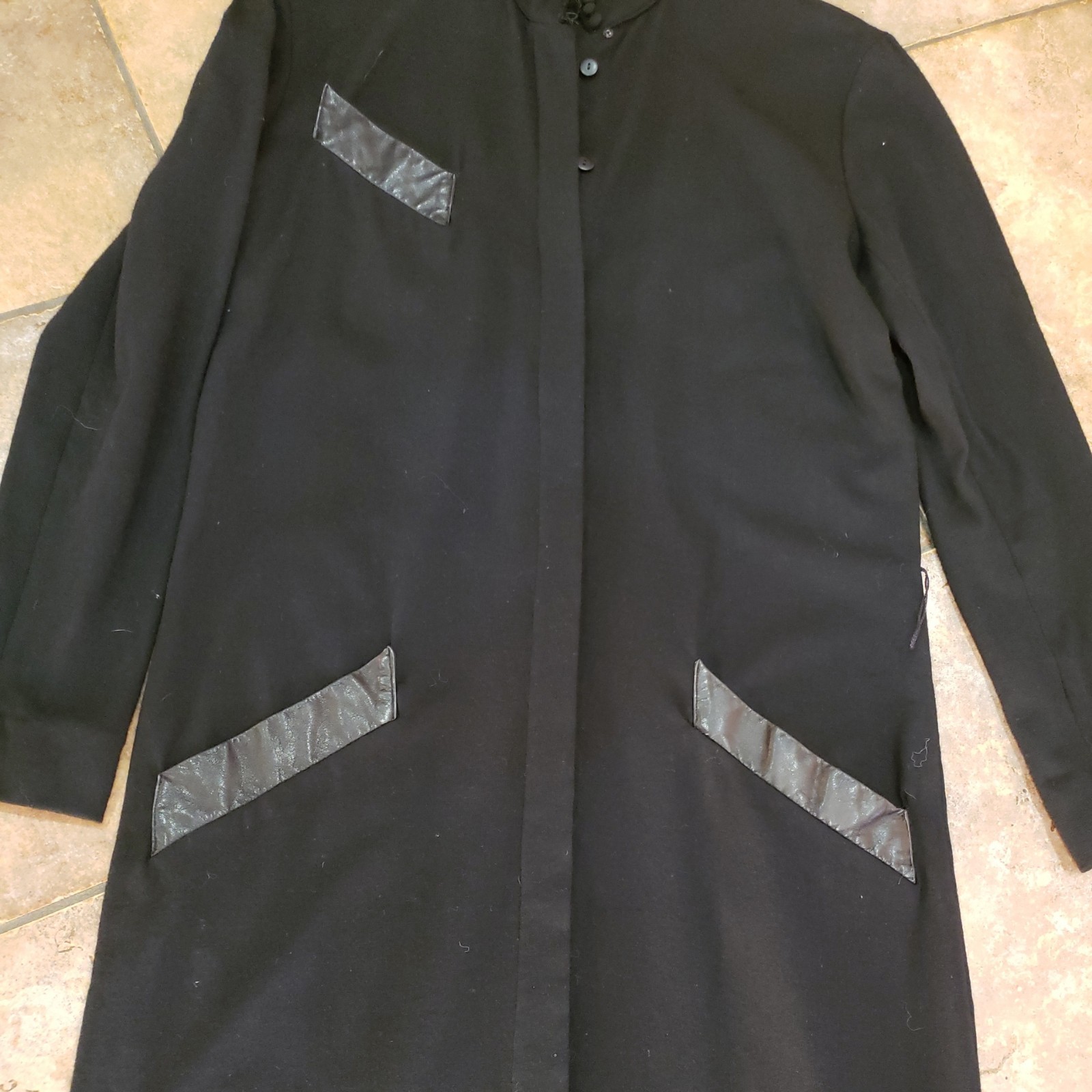 Vintage 70s Bonnie Strauss sz.4 100% Wool Dress leather accent pockets un collar
