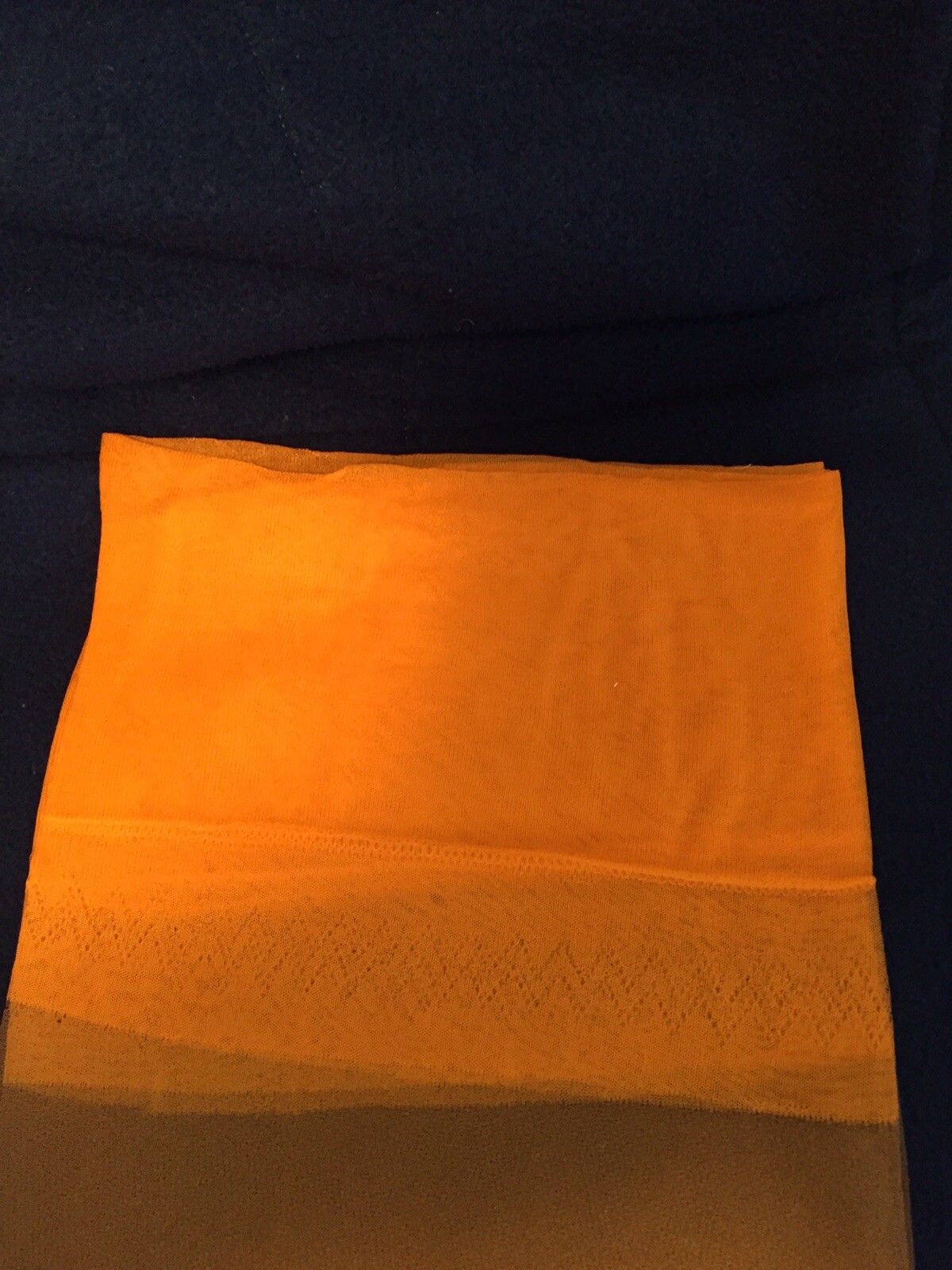 1 pair vintage First Quality Mesh Garter stockings 9 Orange