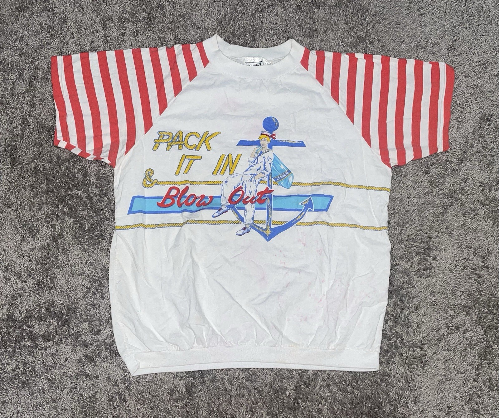 Vintage 80s BLOWOUT LA Navy Marine T Shirt 1987