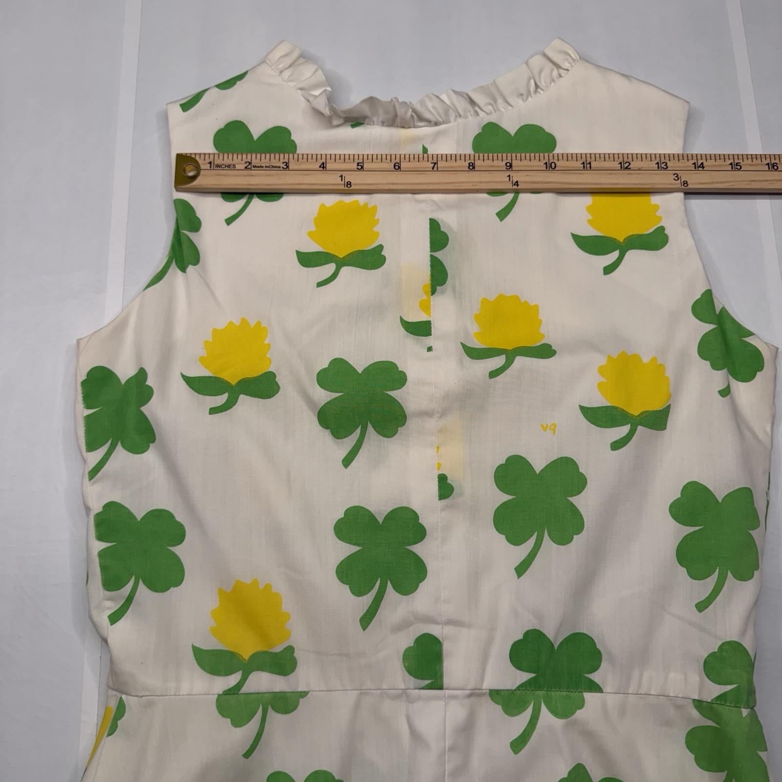 The Vested Gentress Lucky Shamrock Clover Slvls Dress Vtg 60/70s Sz 12 Medium