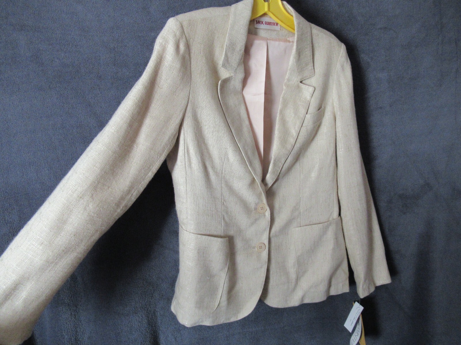 NWT Vintage Jack Winter Rices Nachmans Beige Rayon Flax Career Suit Jacket 8