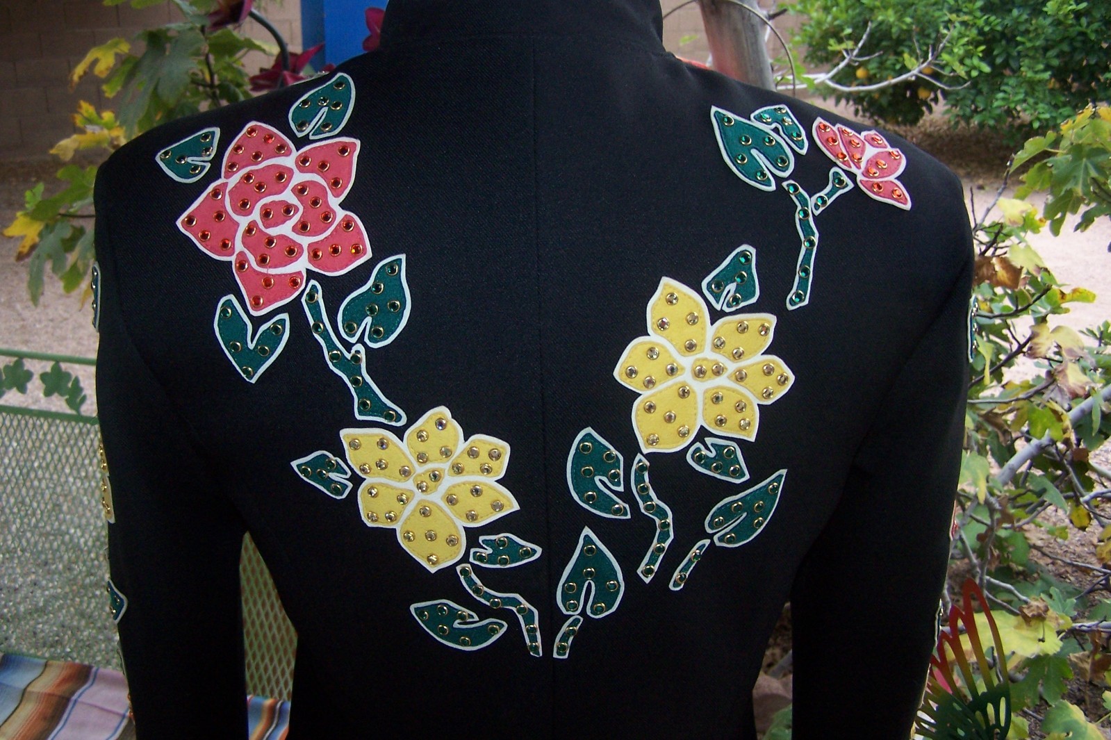 Custom Rodeo Queen Nudie Style Rhinestone Inlay Equestrian Western Show Jacket