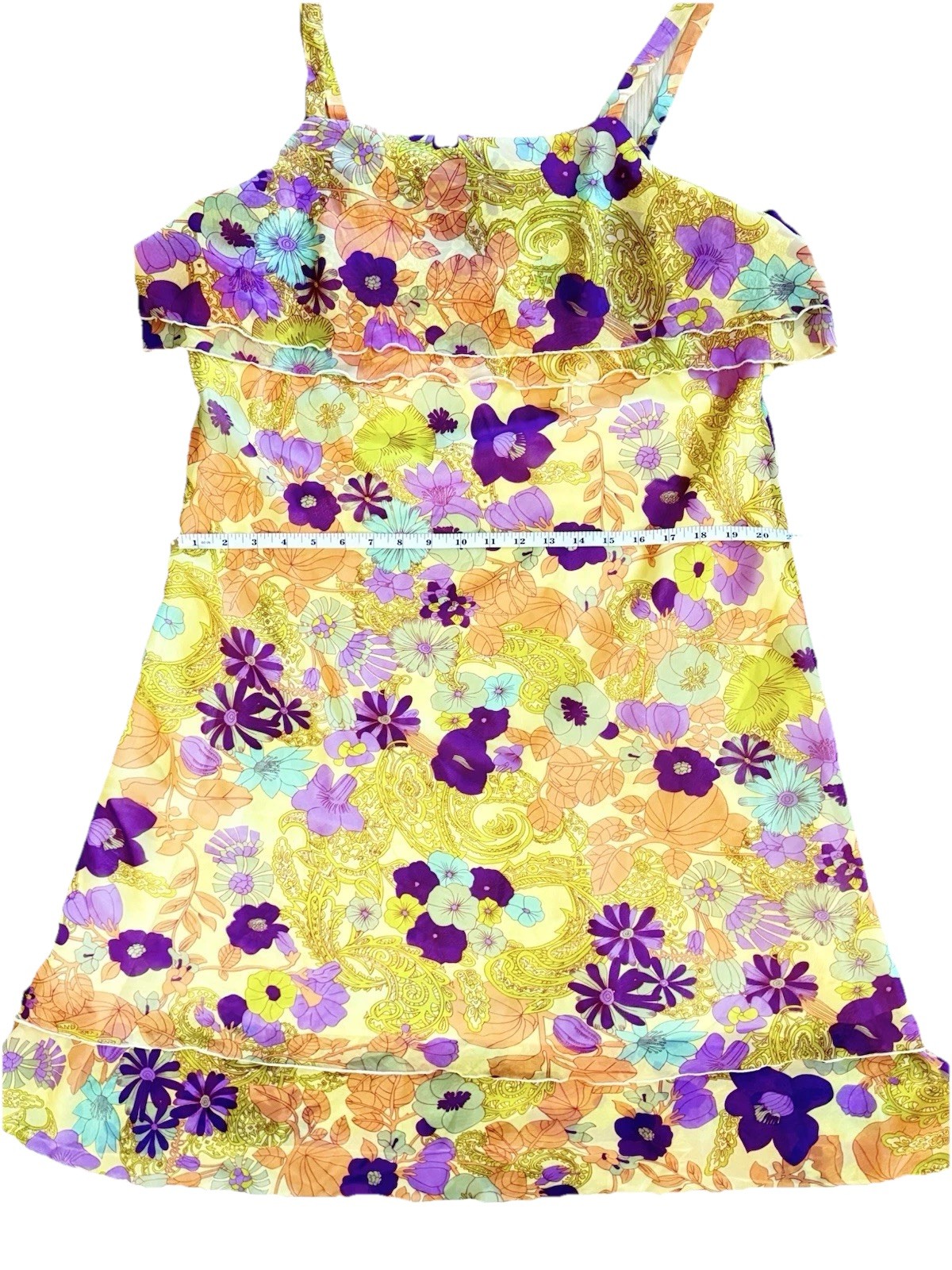 Women’s Vintage 90s Mlle Gabrielle Yellow dress Volupt Psychedelic Floral 16w