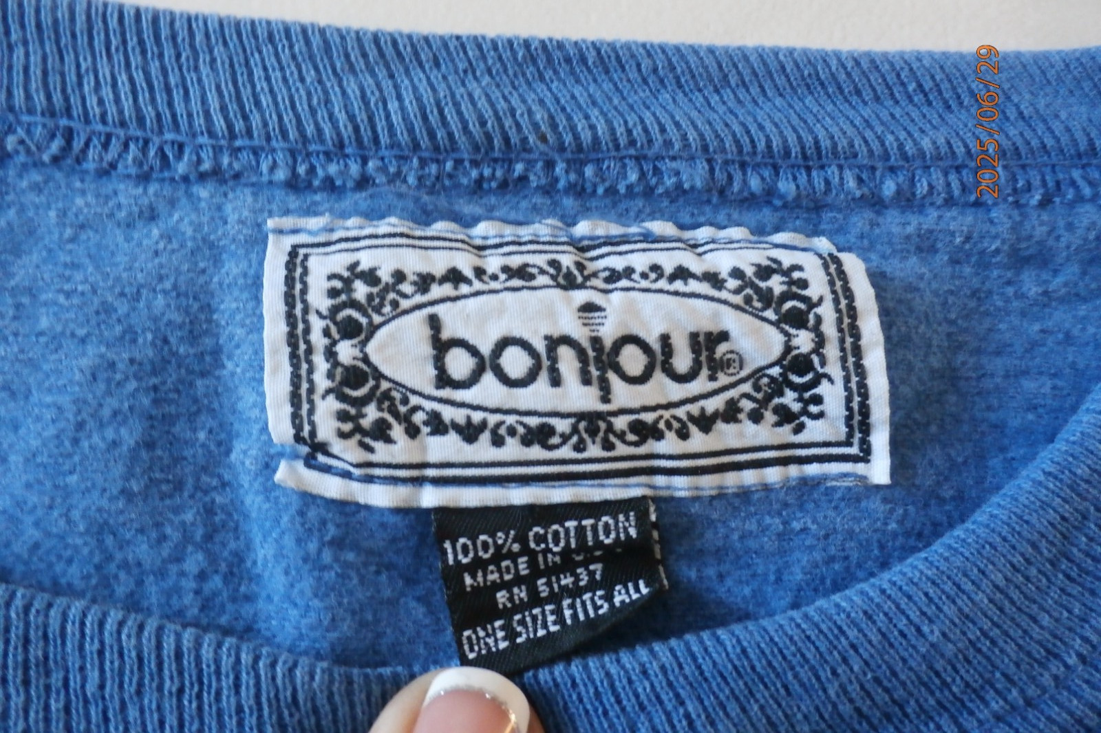 VTG 90s BonJour Sweatshirt Blue Southwest Aztec Tribal Cotton One size L H207