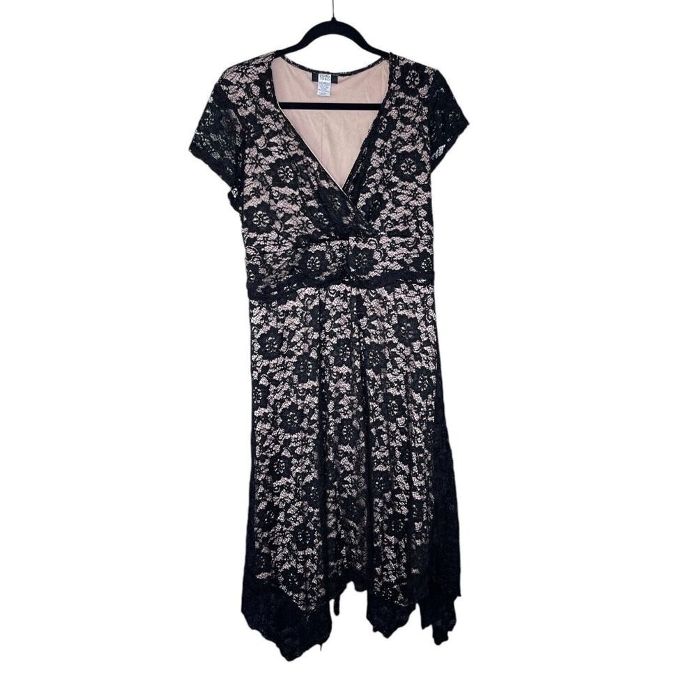 1940’s Studio Black Lace Art Deco Whimsygoth Fairy Goth Style Dress Size 20