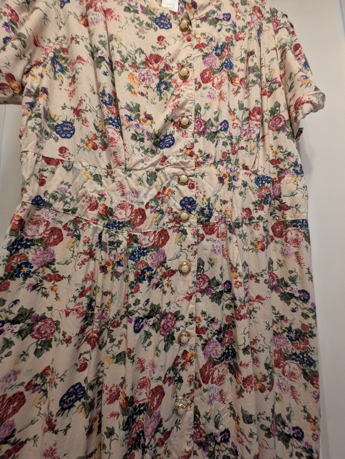 Vintage Floral Dress Buttons 1980’s 1940’s Size 12 Wartime Lindyhop Medium Large