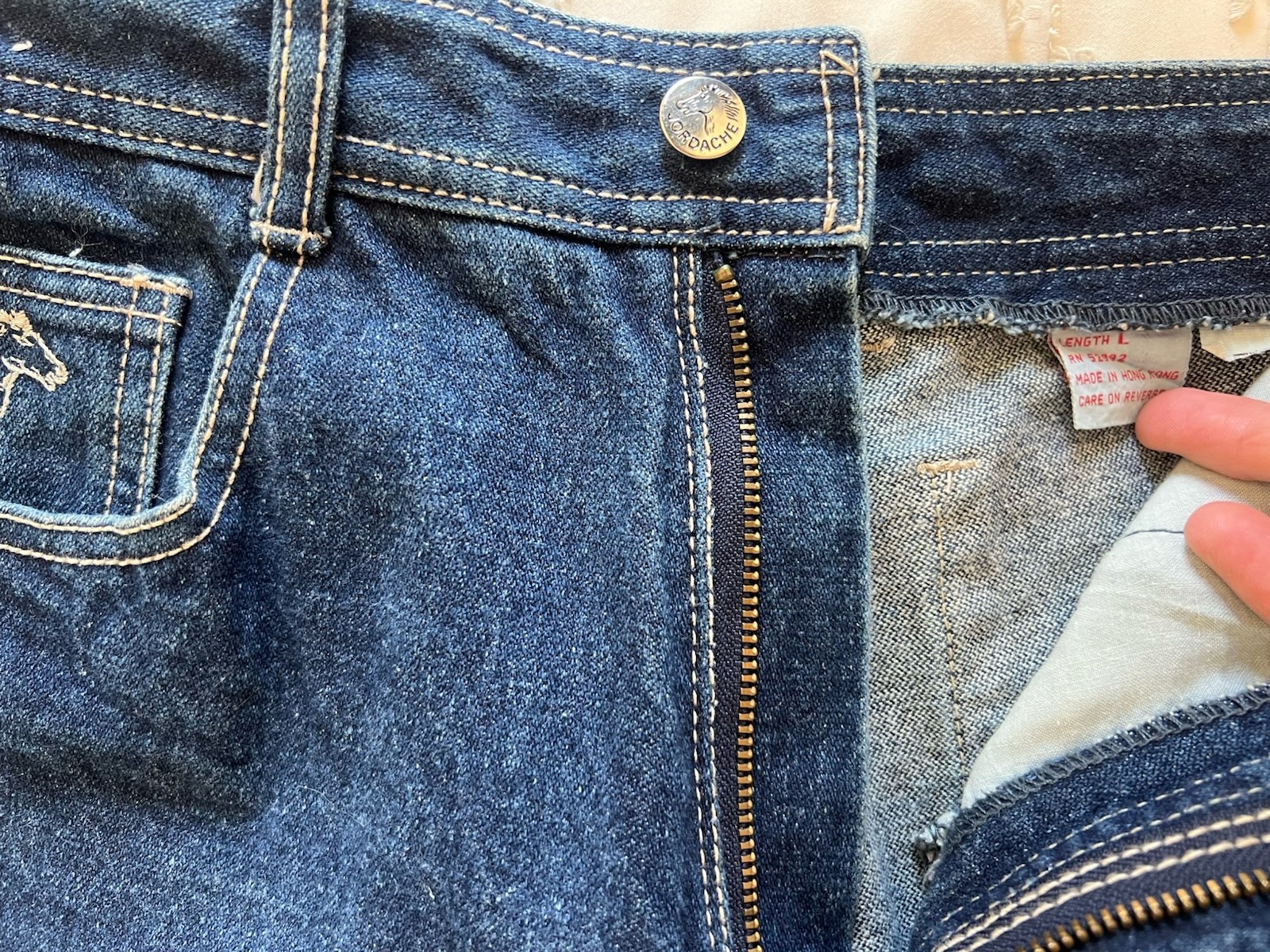 VINTAGE JORDACHE JEANS DARK BLUE SIZE 28 Waist 36 Hip Horse Head Logo 1980’s