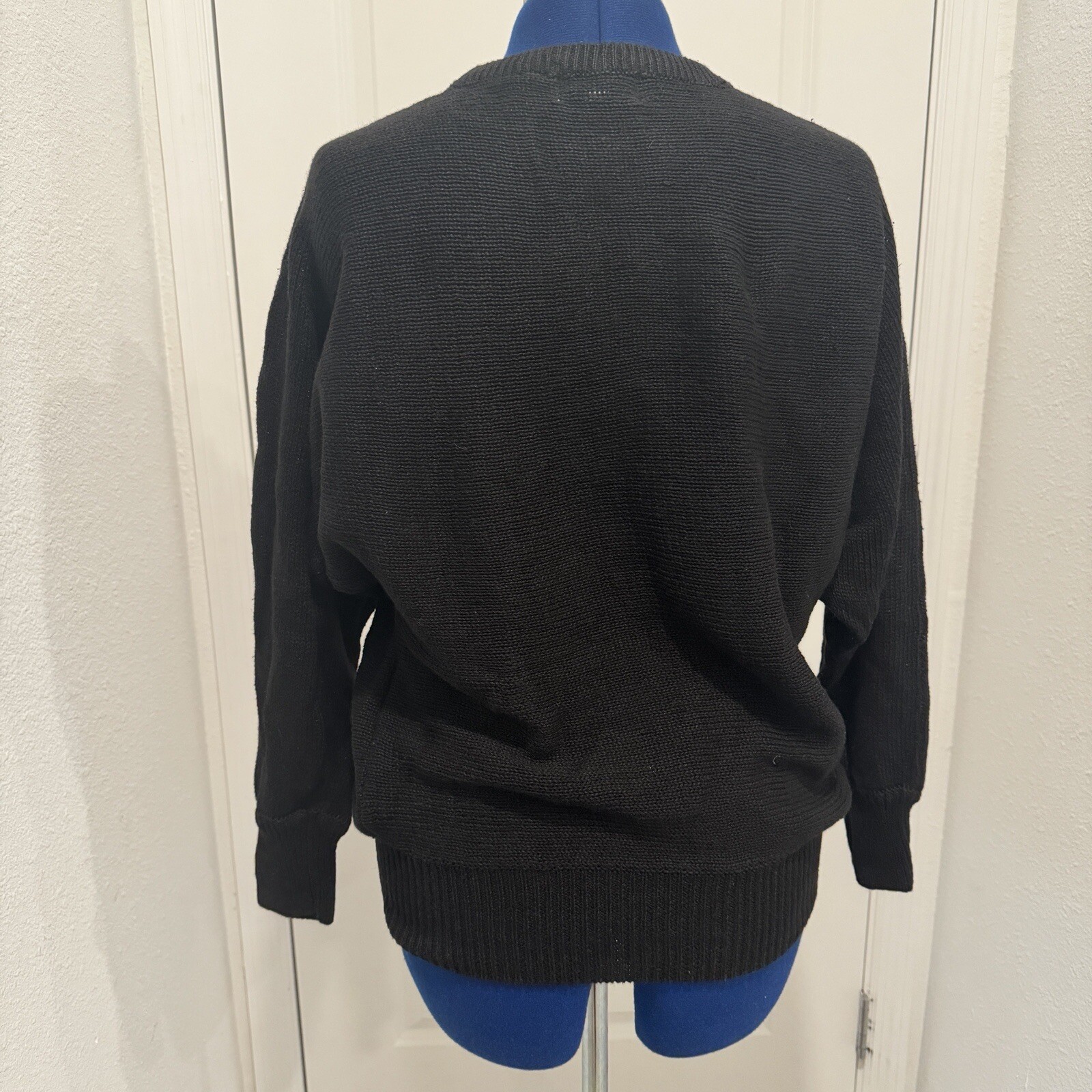 Vtg 80s Women’s Sequin Beaded Flower Black Fancy Sweater Pullover Size Medium