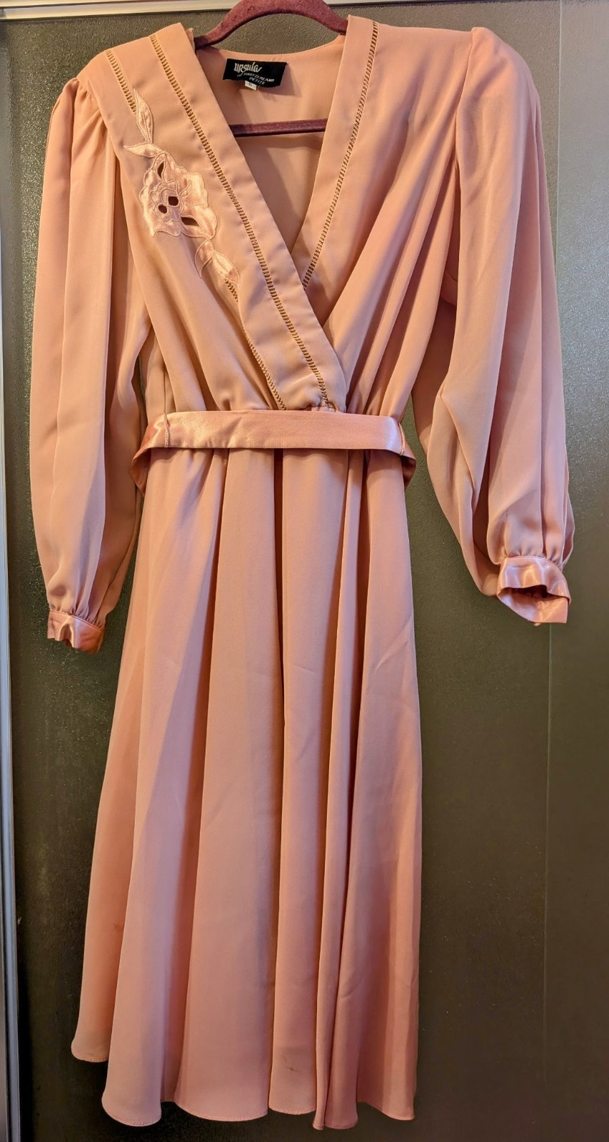 Ursula of Switzerland Blush Pink Petite Sz6 Dress Vintage Special Occasion