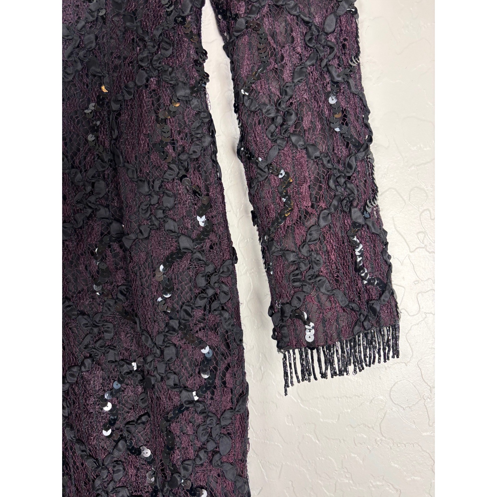 Shuet Young HW Collections Lace Sequin Beaded Dress Purple Black 9-10 2406