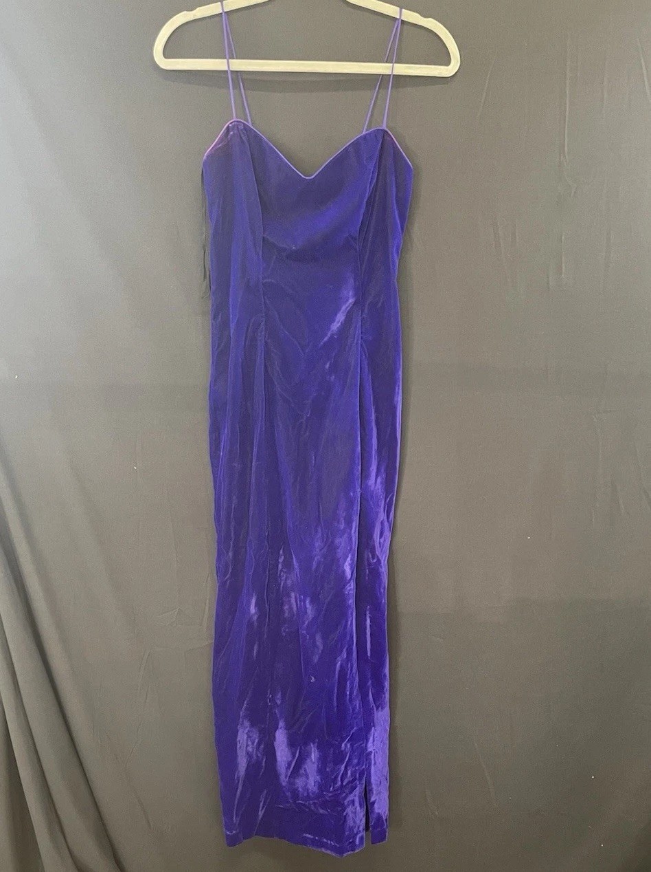 Vintage Hot Purple Velvet De Laru Dress Formal / Evening