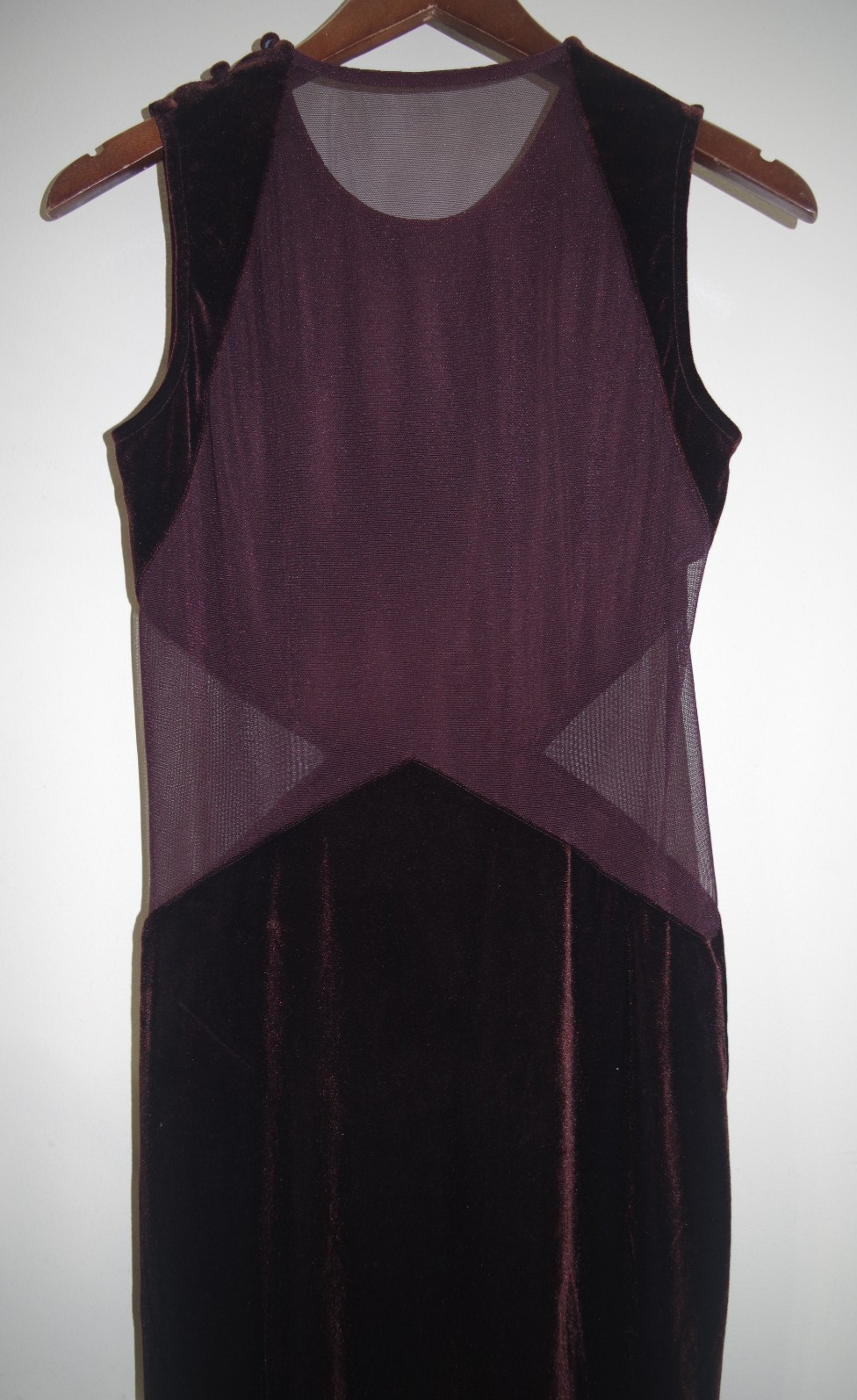 S2 Vintage Eletra Casadei Brown Gown Dress SMALL Tulle Mesh Stretch MOD Inserts
