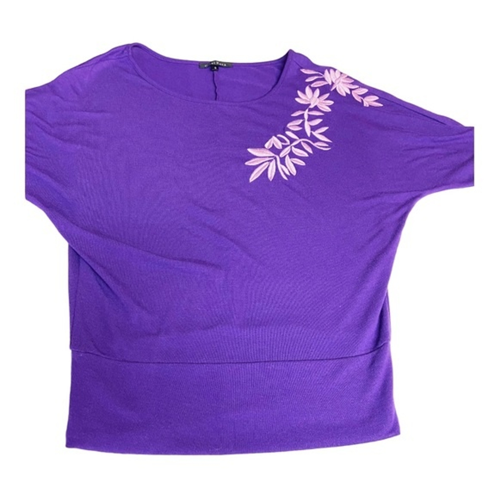 Carol Rose vintage purple pink embroidered dolman scoop neck sweater S