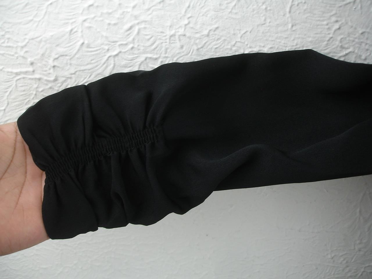 Women’s sz XS Vtg 1920’s Black Crepe Dress Peplum Bow Ruched Sleeves Long Sleeve