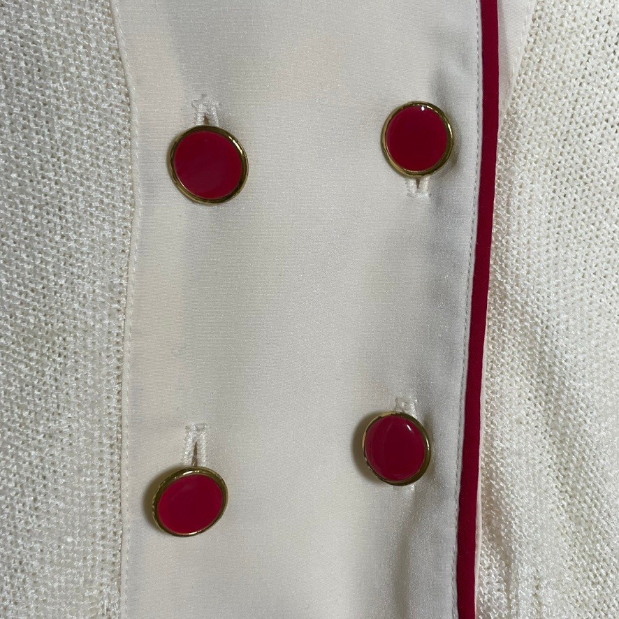 Philippe Marques Blouse Womens XL Cream Red Vintage Knit Mixed Media Excellent