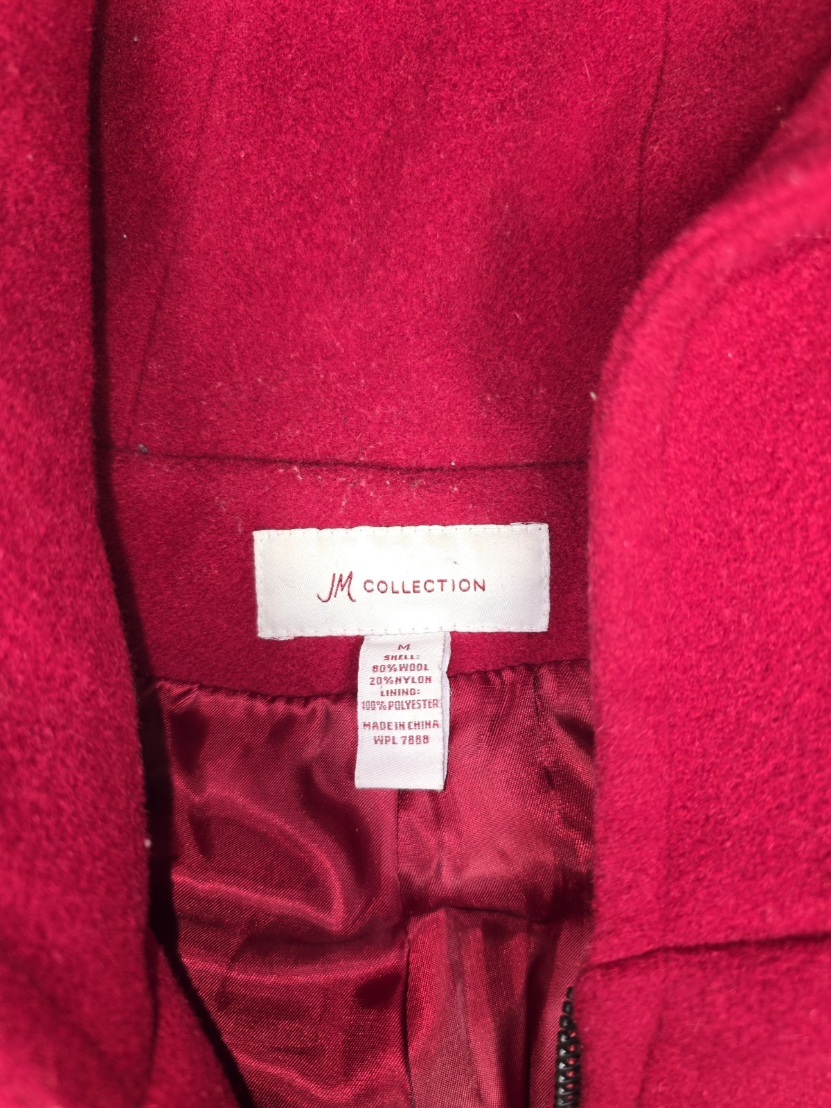 Vintage Red Wool Hooded Blazer Jacket Satin Lined Classic Dressy 90s Medium