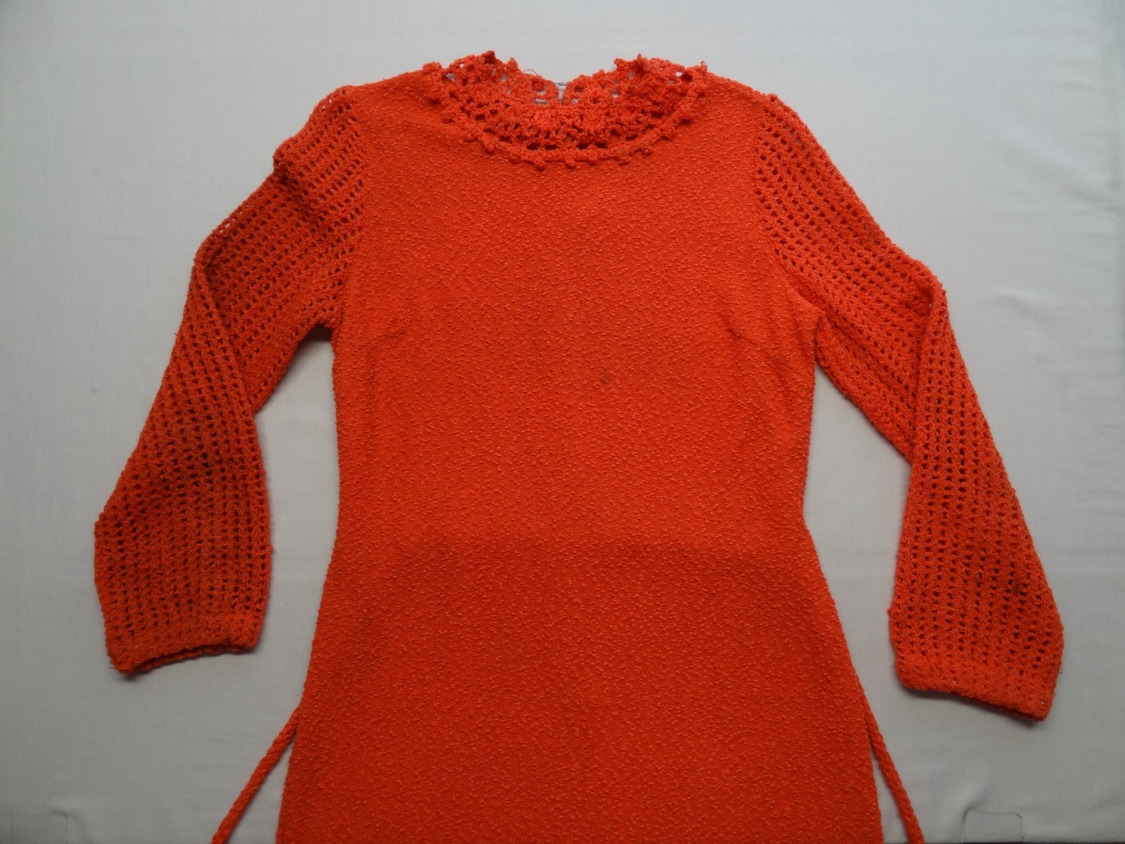 M Katrina Custom of California VTG Orange Knit Dress Evening Talon Long Sleeve