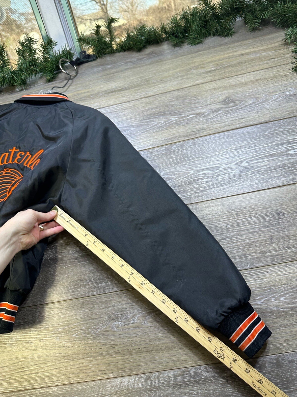 Waterloo Indians High School Satin Bomber Jacket Youth Large Don Alleson Vintage