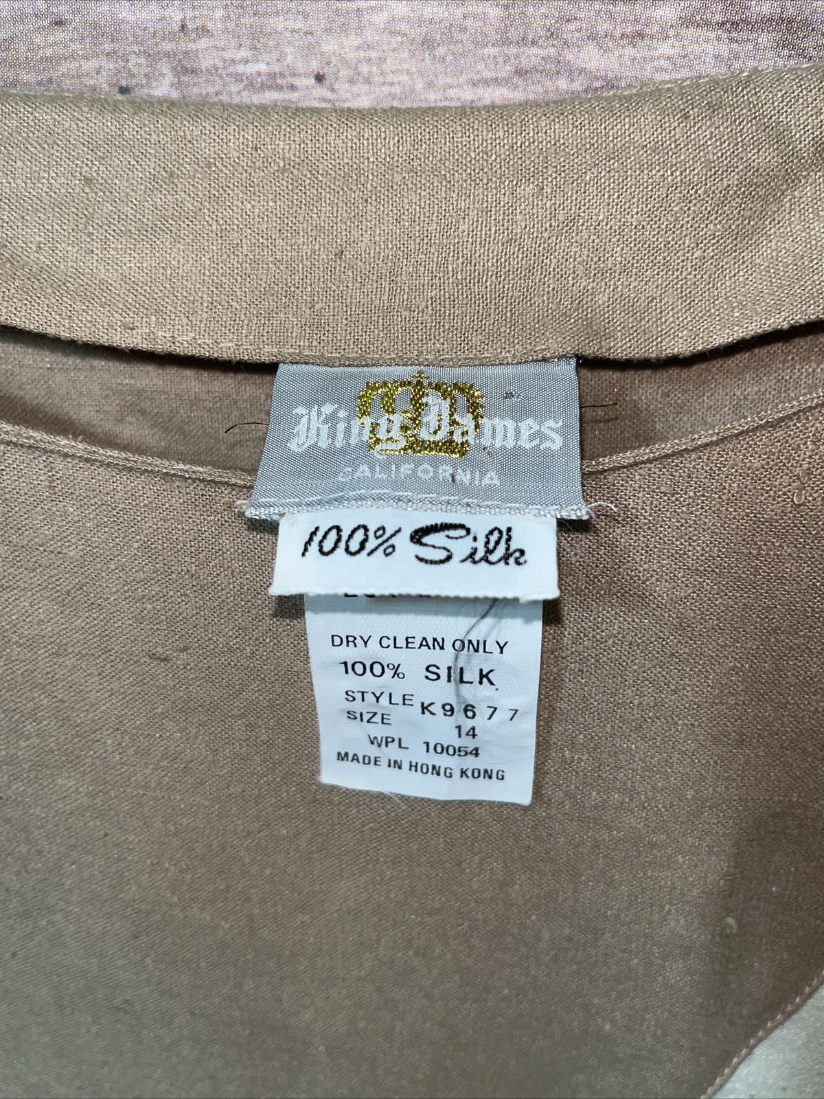 Vintage King James of California Lagenlook Drawstring 100% Silk Top Size 14