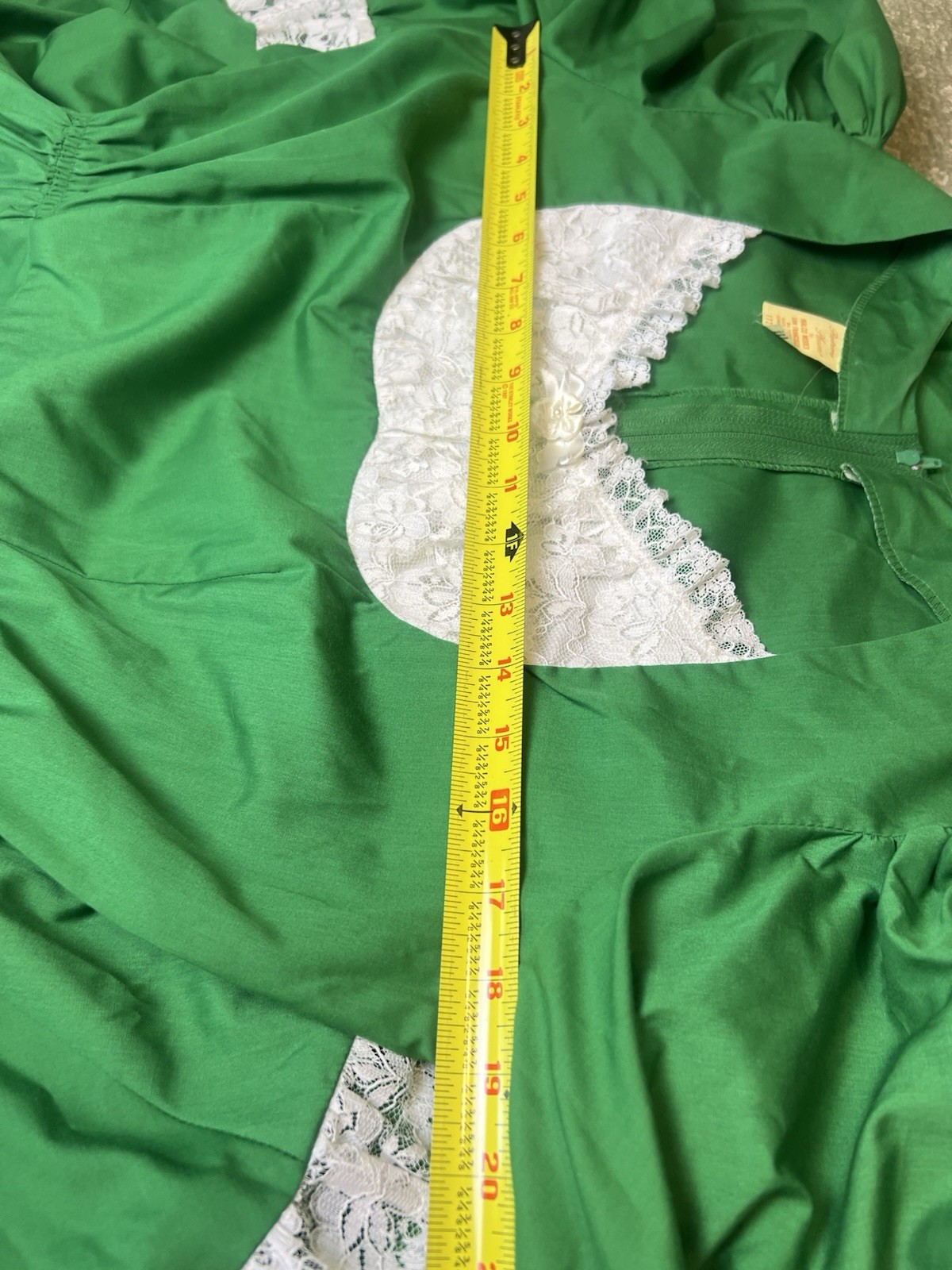 Vtg Partners Please Green White Lace Trim Flare Swing Square Dance Dress Size 12