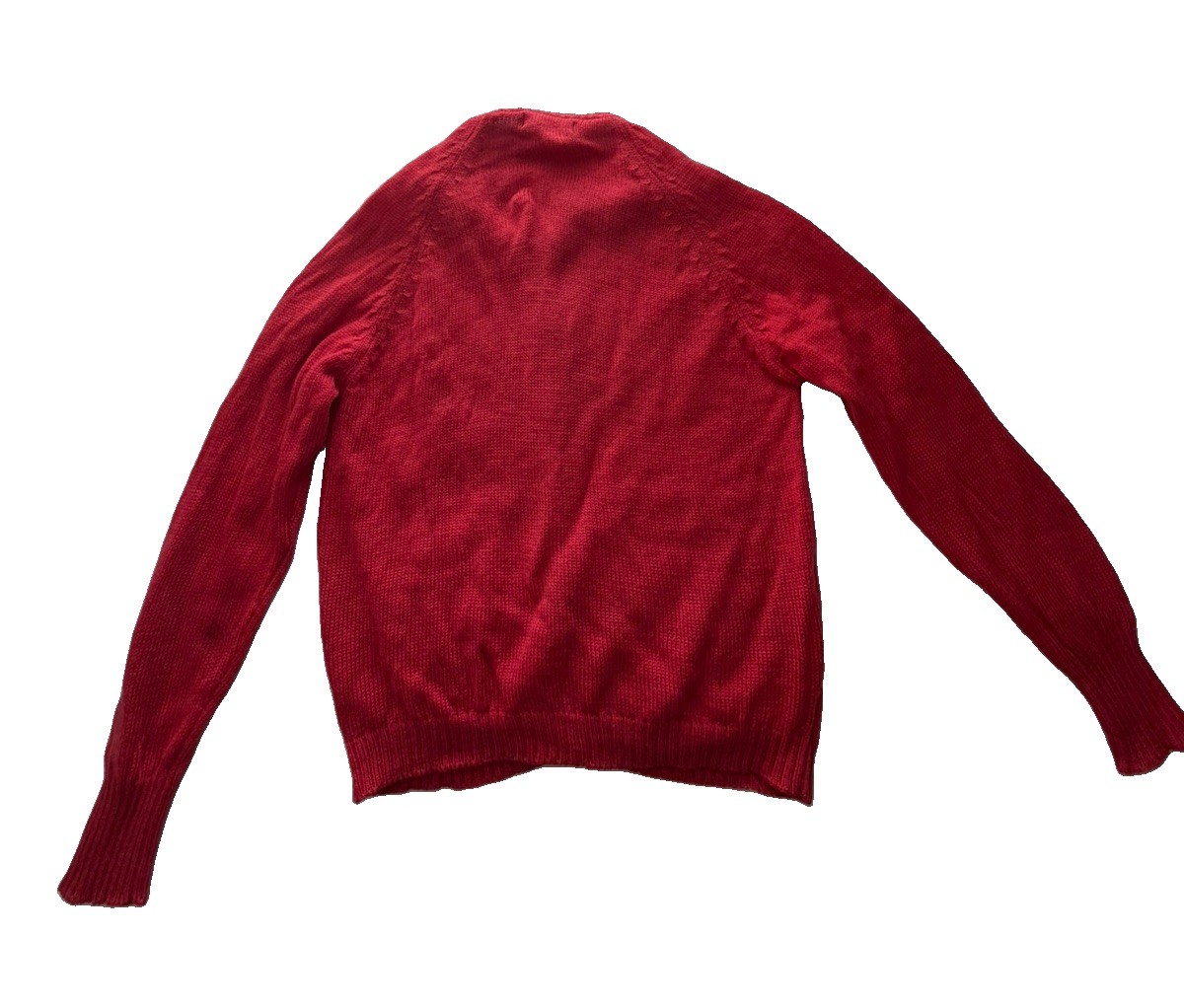 90s Vintage Embroidered Virgin Wool Floral Cardigan Red Large Cottage Grandma