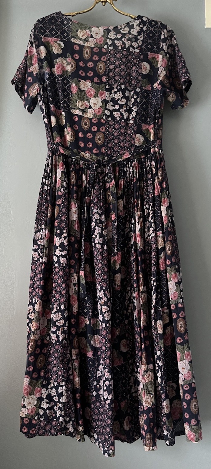 Vintage Papillon Dress L Navy Floral