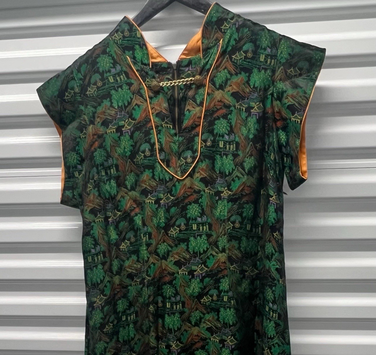 Vintage Nifty Costume Co. Cheongsam Dress – Rare Theatrical Pagoda Print Qipao
