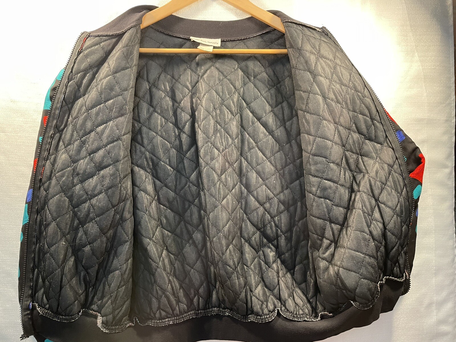 Vintage Geometric 80’s Full Zip Jacket Black Medium Steven Ross Naturally