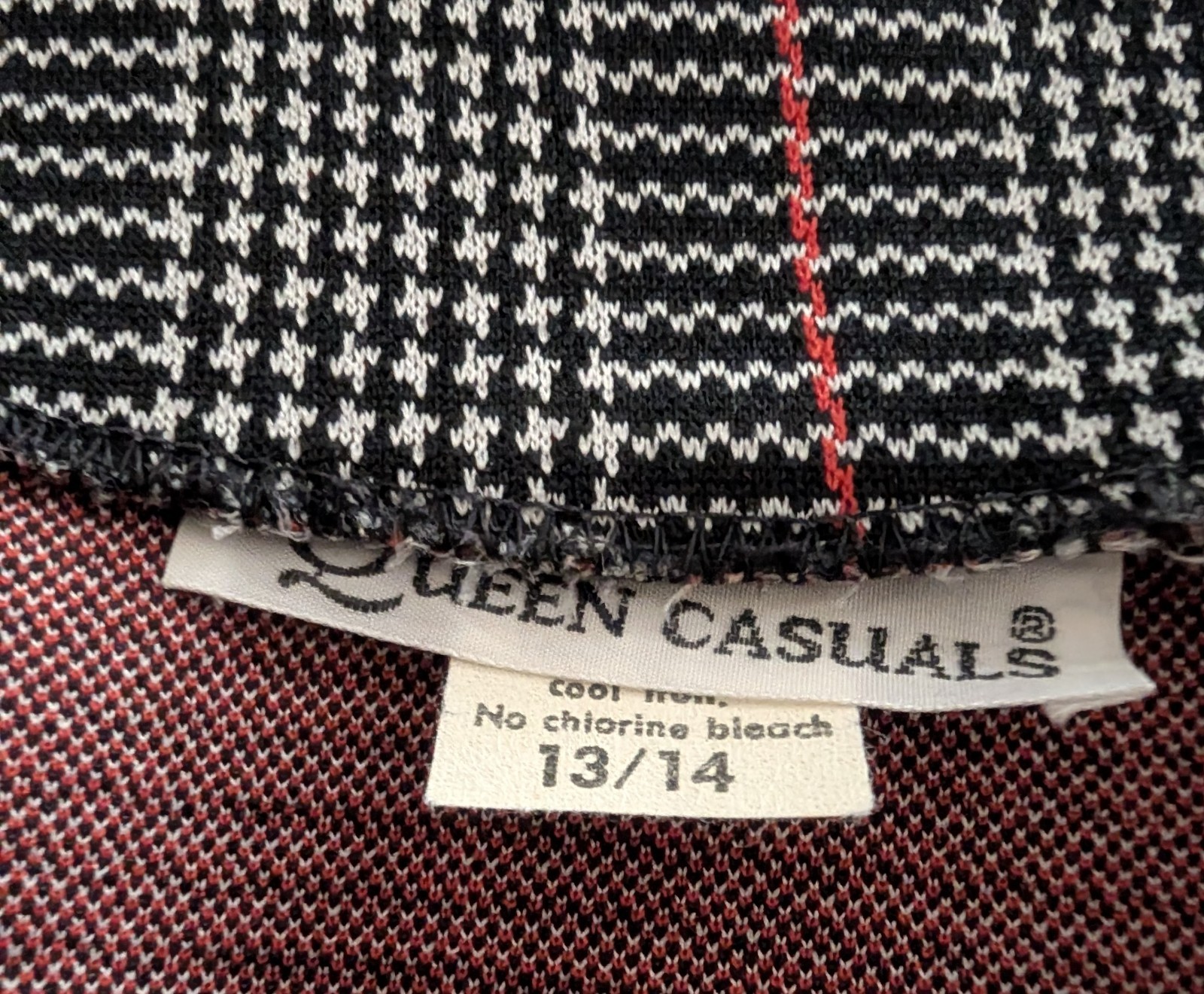 Vintage 70’s Queen Casuals Vest & Pants Set Houndstooth Plaid M Petite