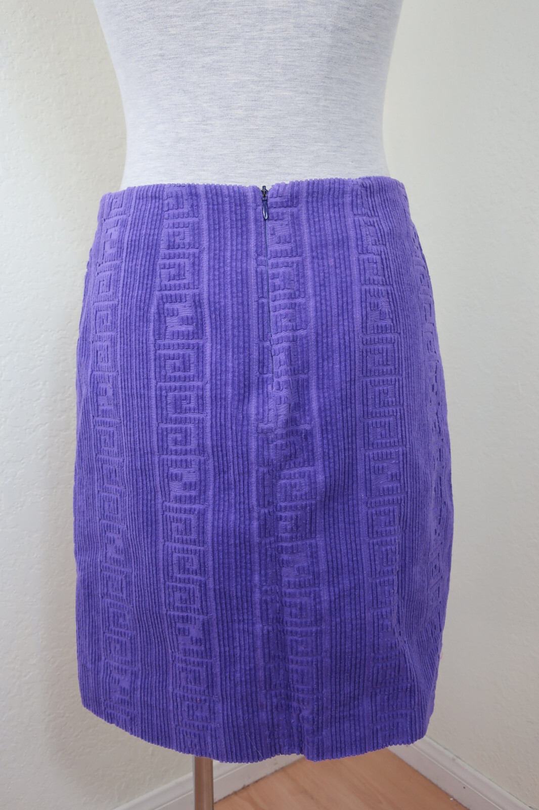 Vintage FENDI Logo Embossed Blue Purple Hip Hop Pencil Skirt Small 36 US 6 4 5 6