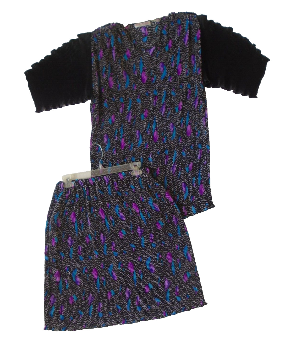 vintage Ellen Hauptli 2 Piece Skirt n Blouse Pleat Weave Set Size M? Multicolor