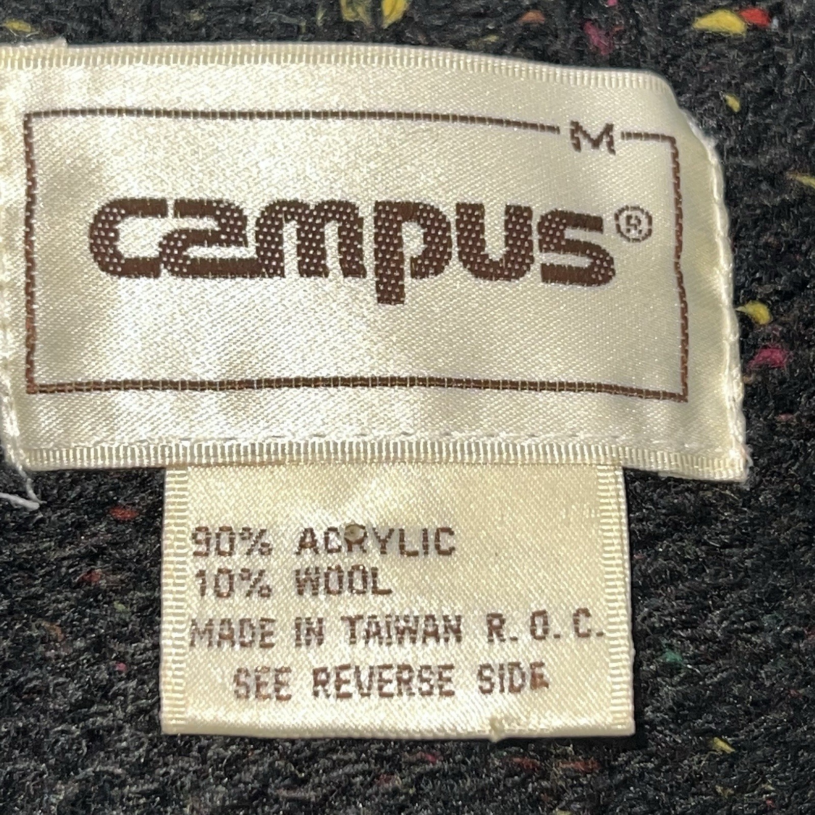 VTG 70s Y2K Unisex Campus Black/Confetti Colored Knit Sweater Vest Size M