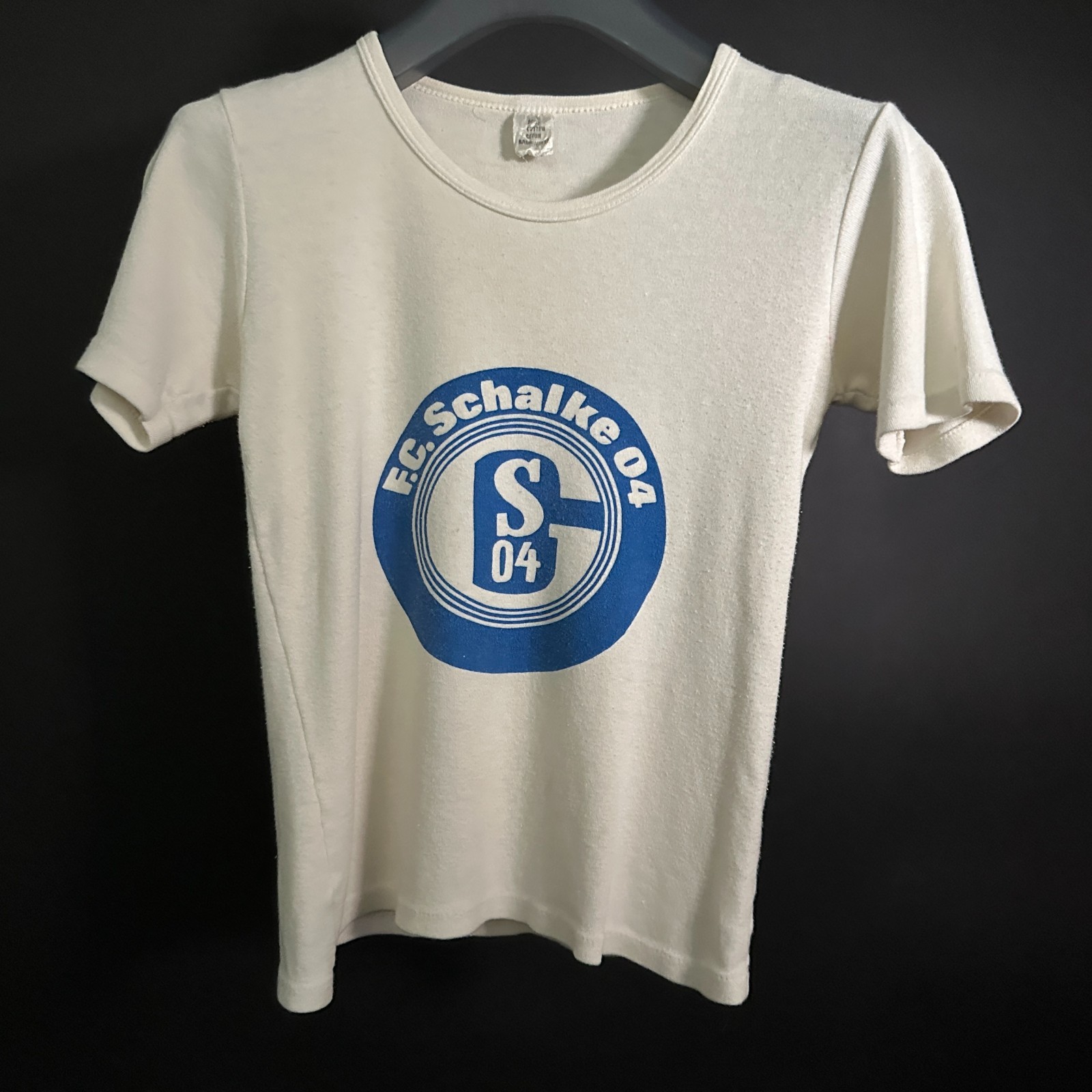 Vintage 70s 80s FC Schalke 04 Retro White Graphic T-Shirt Made in West Germany