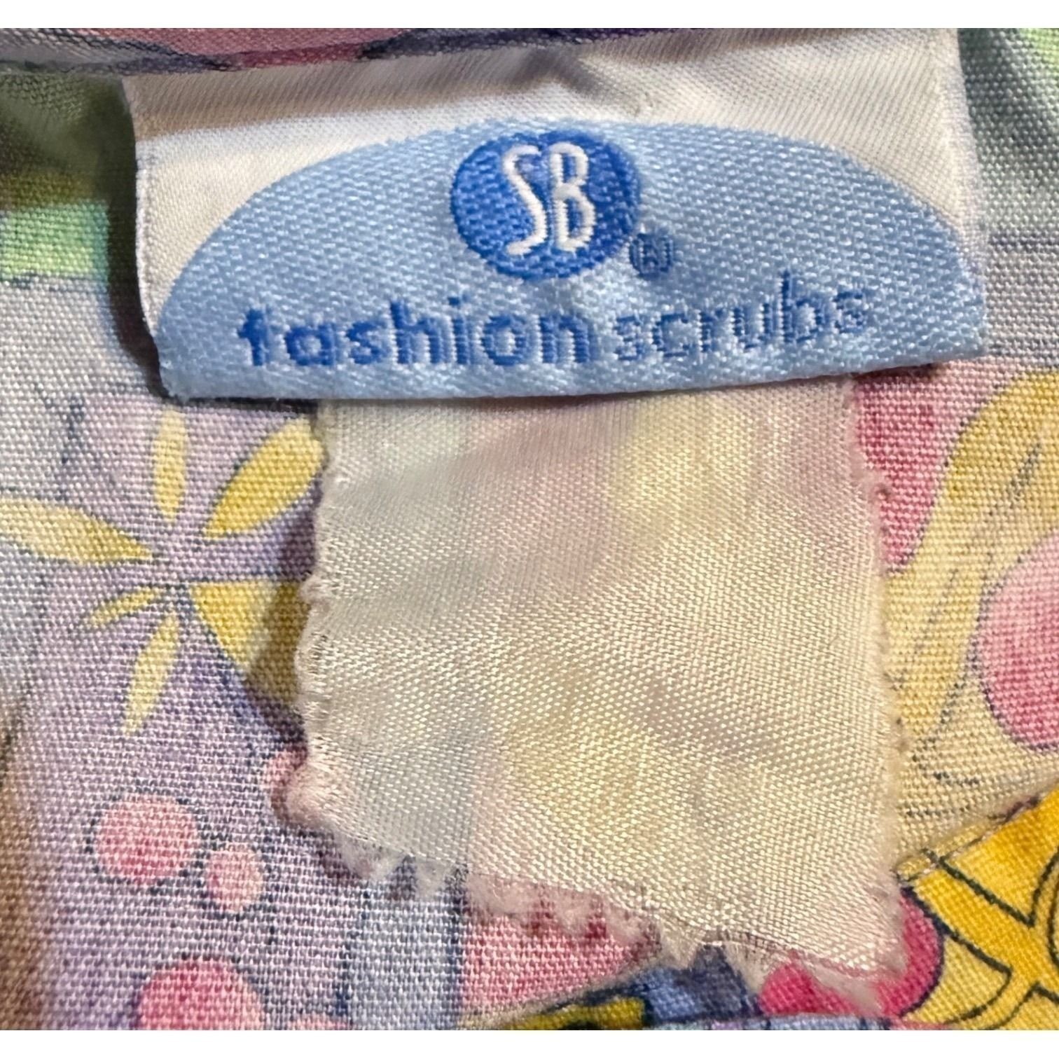 VTG SB Fashion Scrubs Jacket Women XL Multicolor Nature Peace Earth Beauty Print