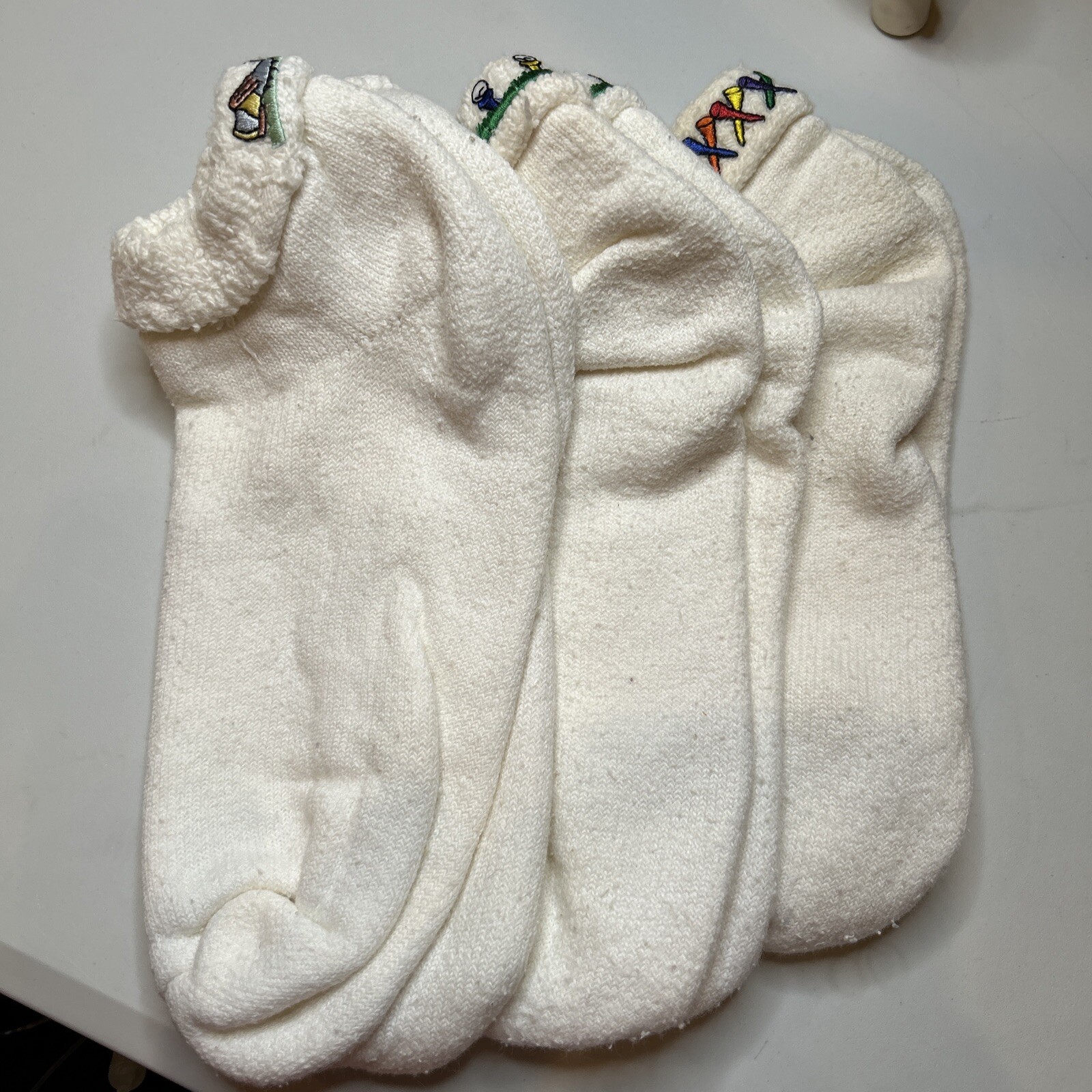 3 Pack! VTG Socks Women’s Low Cut Ankle Golf Emblems 80s 9-11 Acrylic Orlon