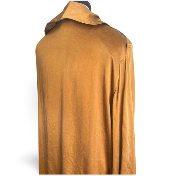 🇨🇦 Vintage 80 Angela Bucaro Silk Duster Trench Oversized Draped Caramel Bronze