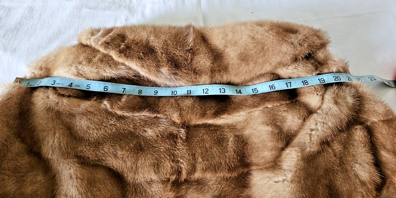 Mink Stole Cape Shawl Collar Satin Lined Pockets Med Brown MCM 50-60’s
