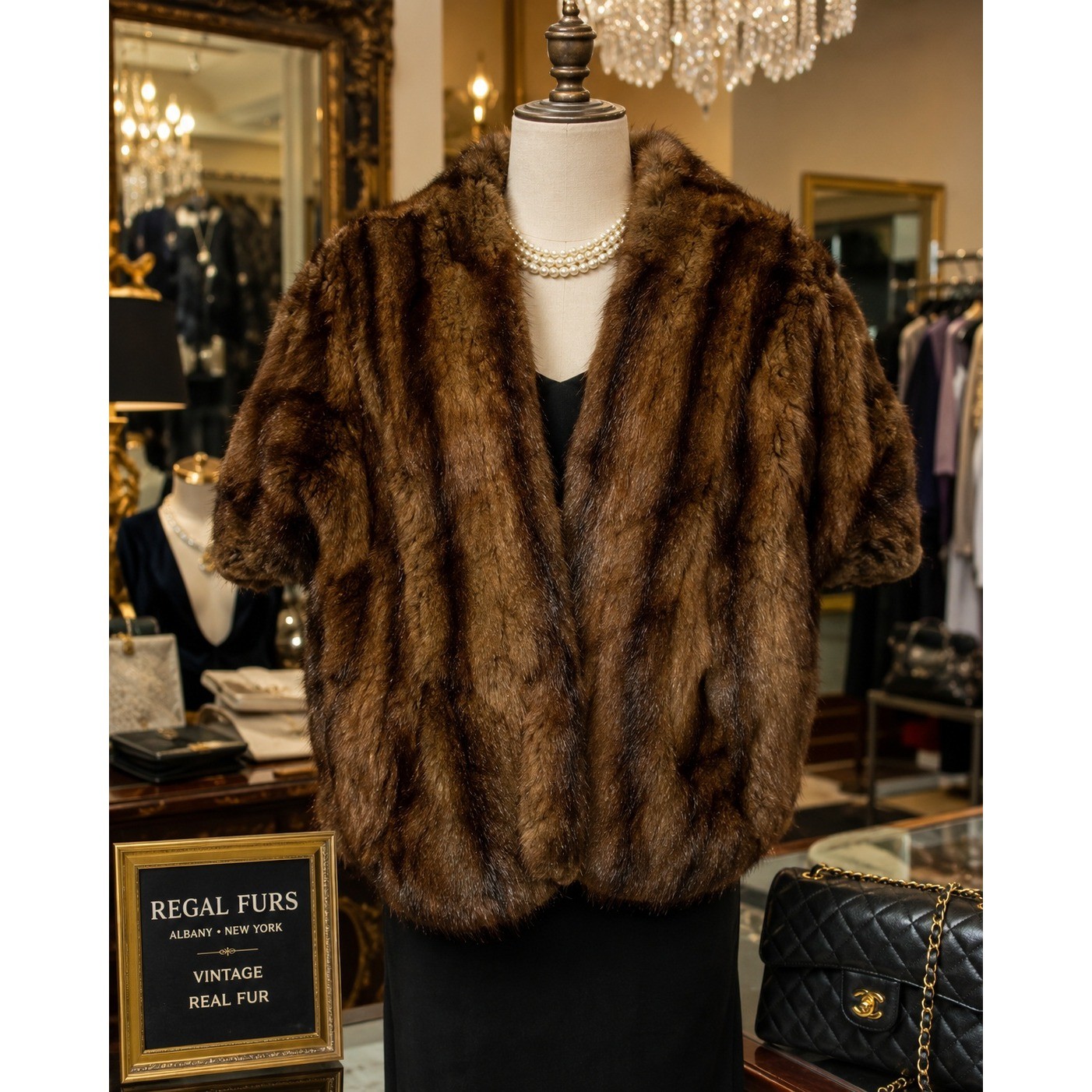Vintage Regal Furs Mink Stole Capelet | Old Hollywood Luxury One Size w/Pockets