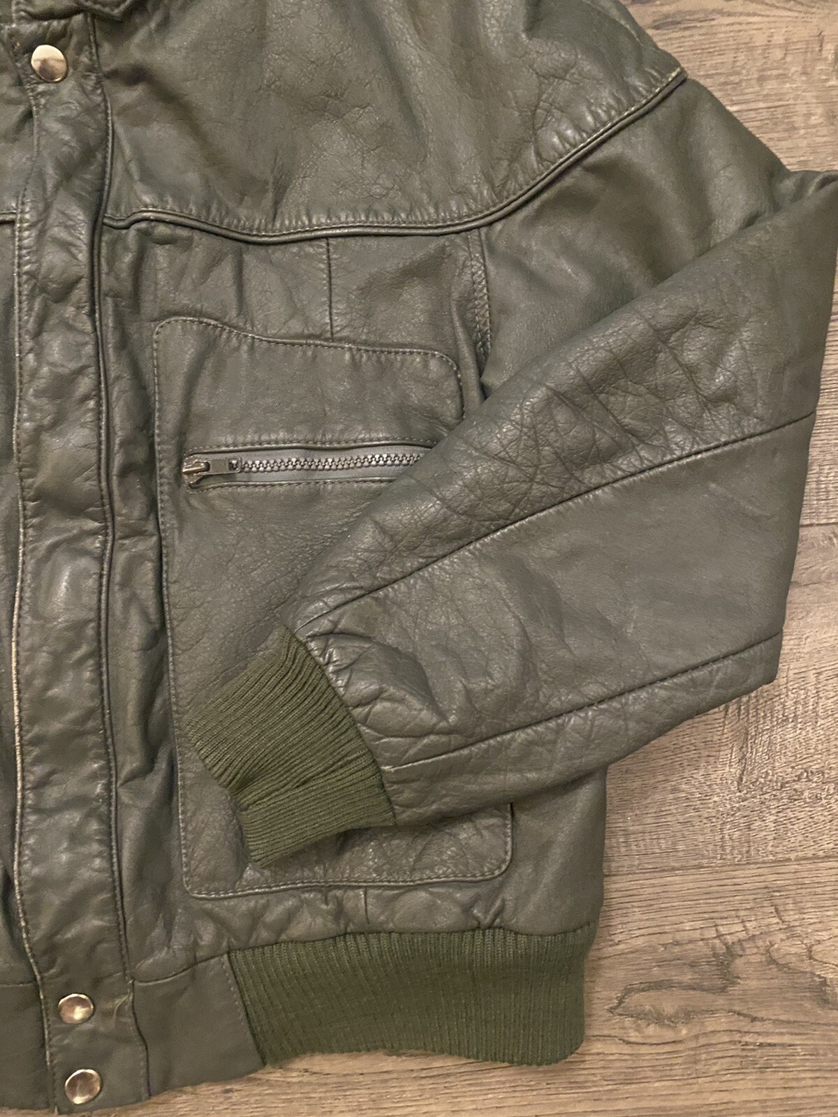 Vintage Porsha by Winer Green Leather Varsity Zip Jacket Womens/Mens Size 40 SM