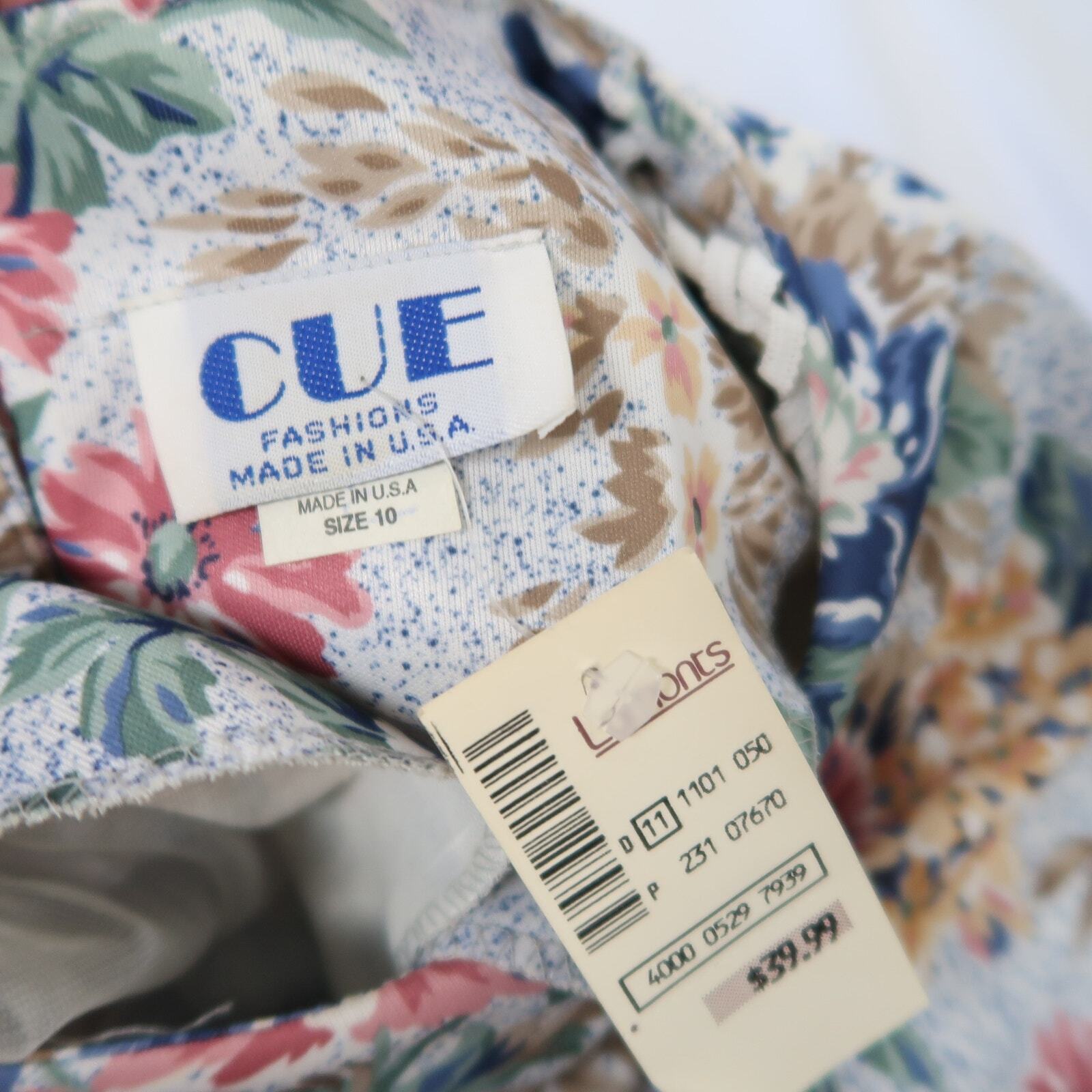 Vintage 80s Cue blue pink and grey granny floral midi dress 10