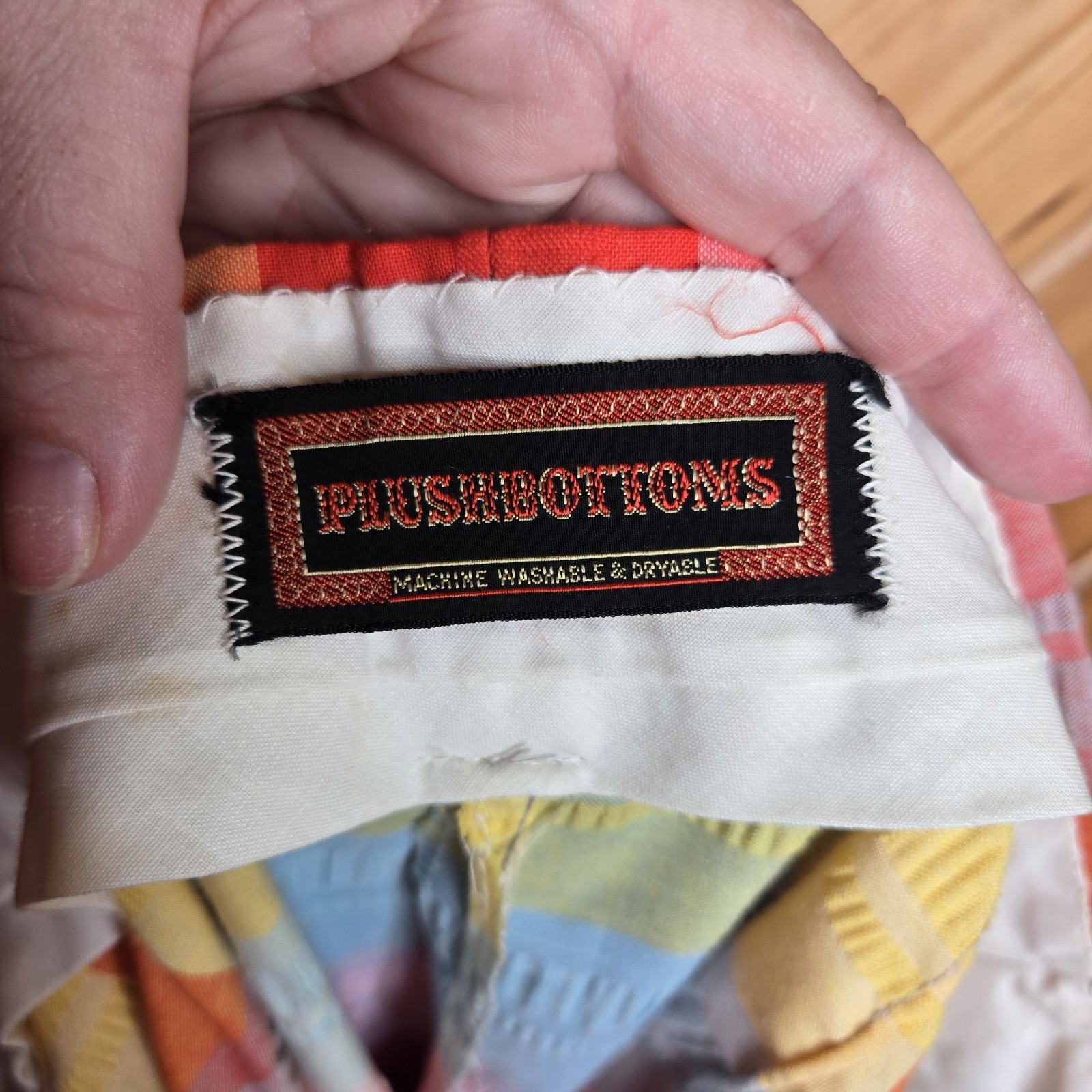 Rare Vintage 70s Plushbottoms High Waisted Rainbow Plaid Bell Bottoms 25″