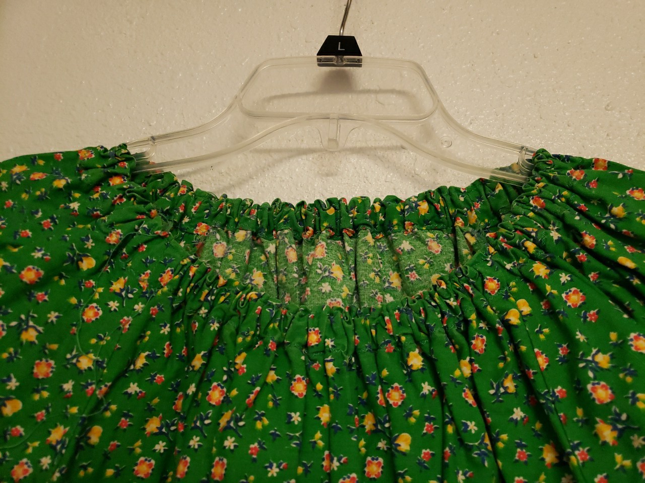 Vtg 1970s Floral Top Skirt Set Dress Small Hippy Prairie Handmade Green Peasant
