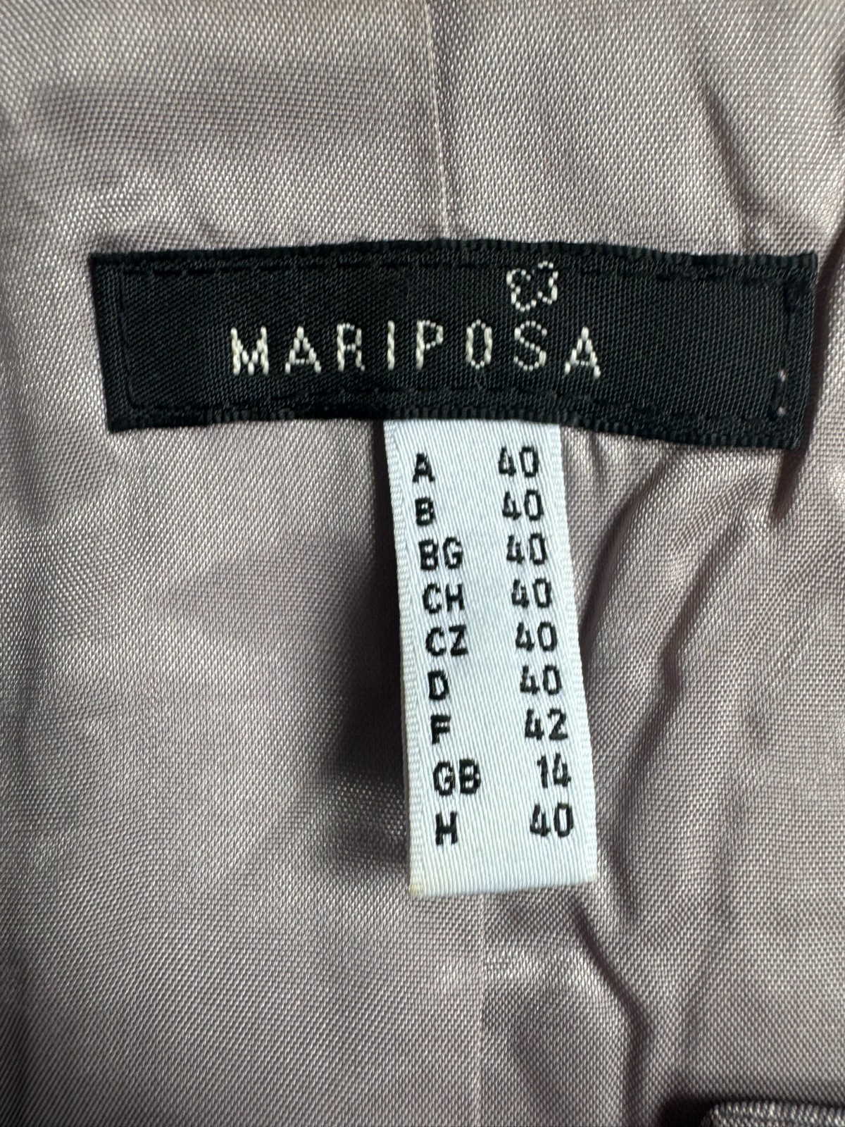 Mariposa silk ensemble dupion silk taupe silver dress frock coat size 38