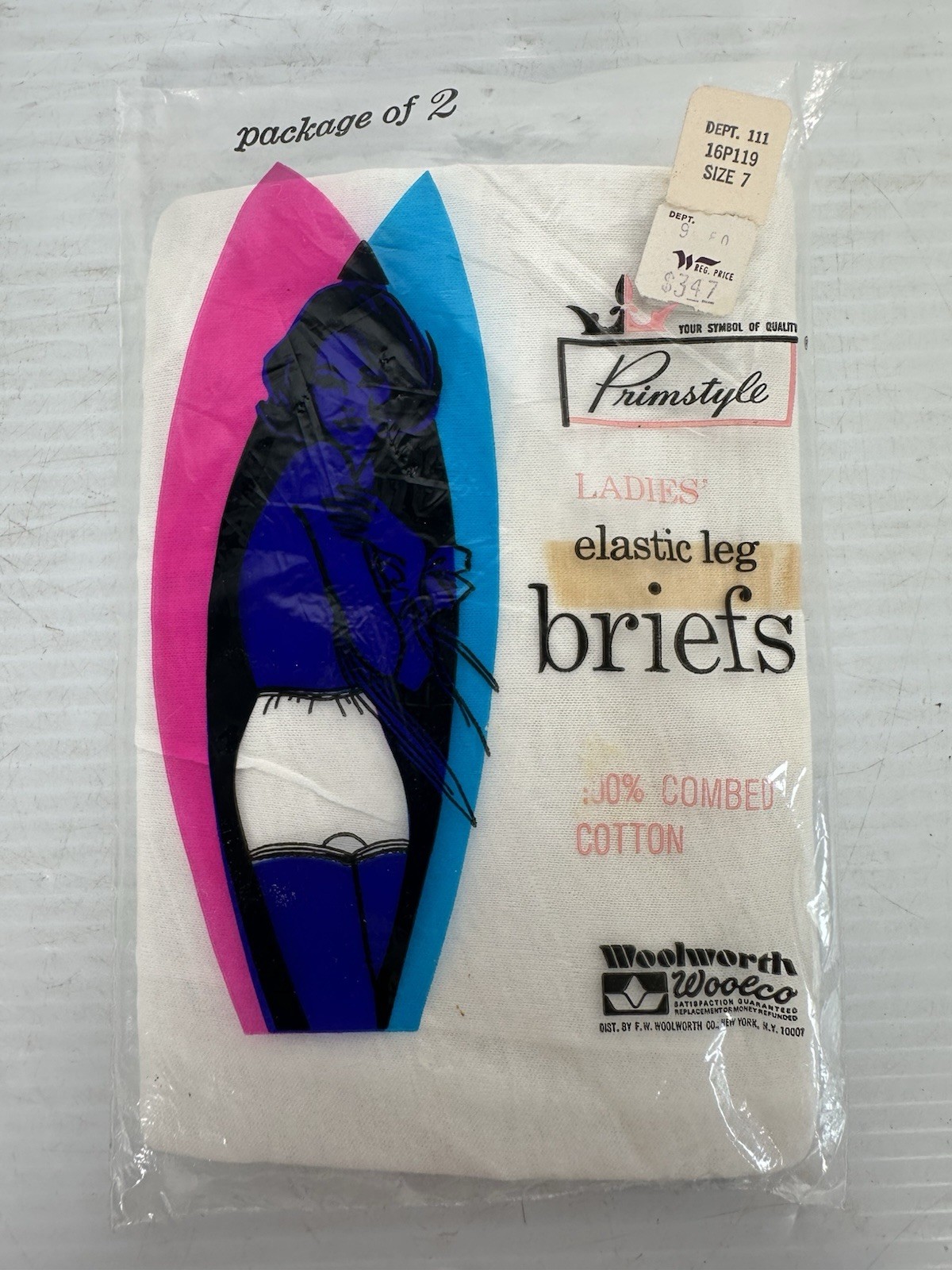 Vintage Primstyle Ladies Elastic Leg Briefs 2 Pair Pack NOS Woolworth Size 7