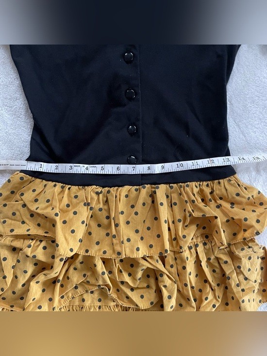 Vintage V Neck Dress with Yellow Polka Dot Skirt size 3-4