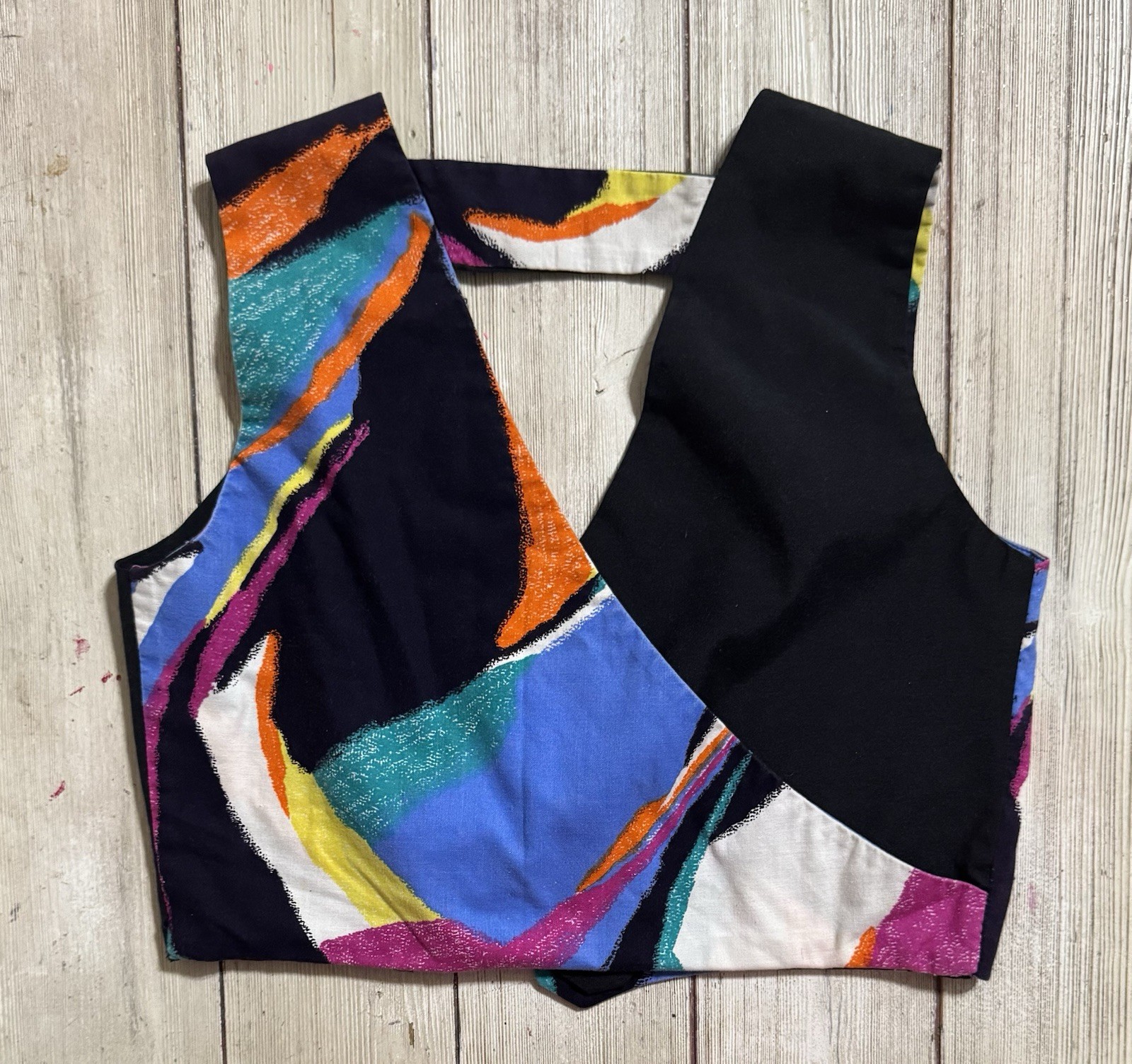 80s 90s Vintage Colorful Funky Dress & Vest Set By Jenni Size 3/4 Juniors XS S