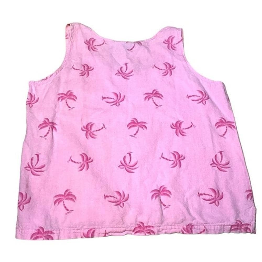 Cottonseed Vintage tank top palm trees print sleeveless preshrunk cotton M USA