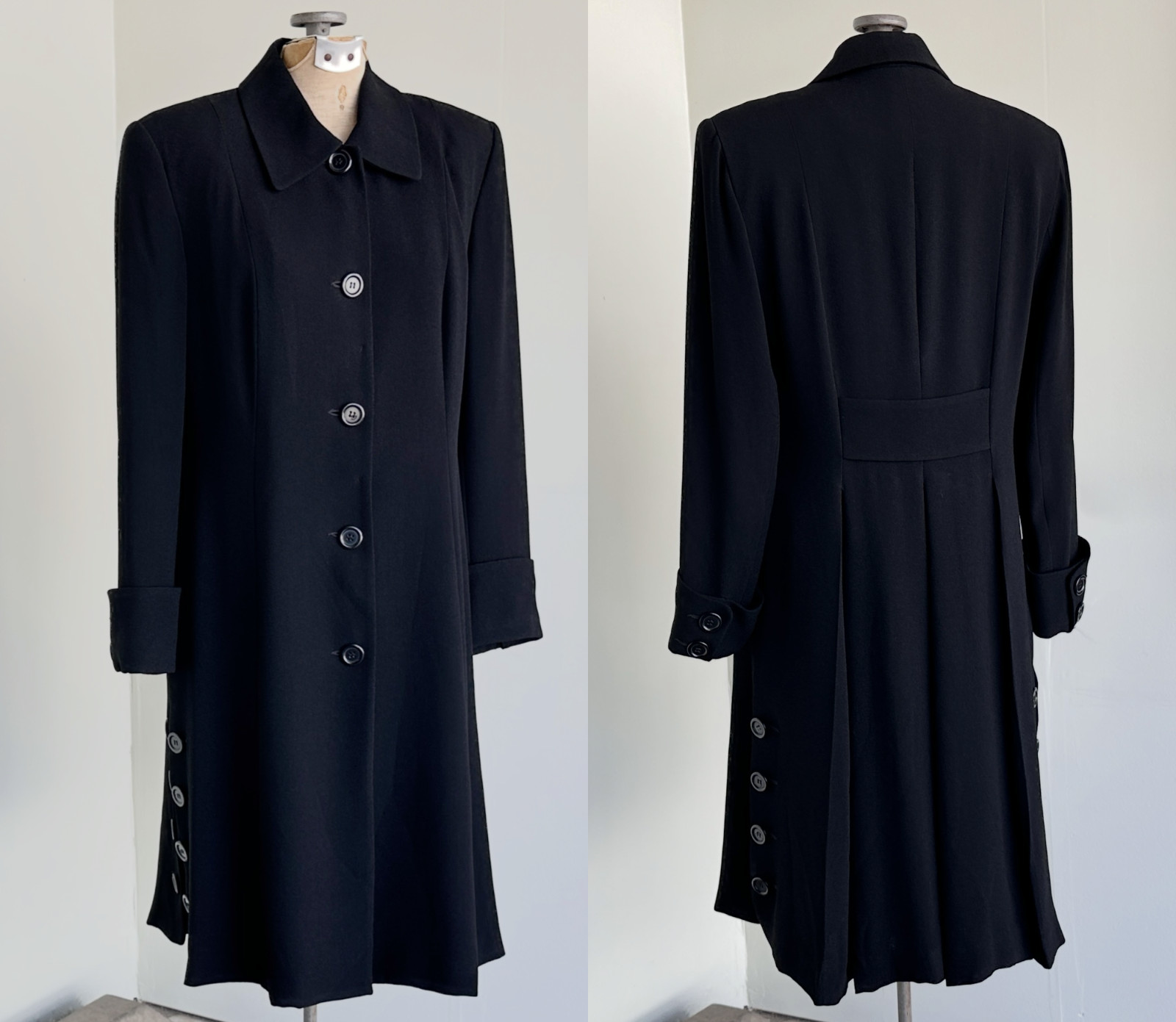 Zelda Black Gothic Duster Coat Medium 6 Vintage Womens Goth A Line Duster Coat